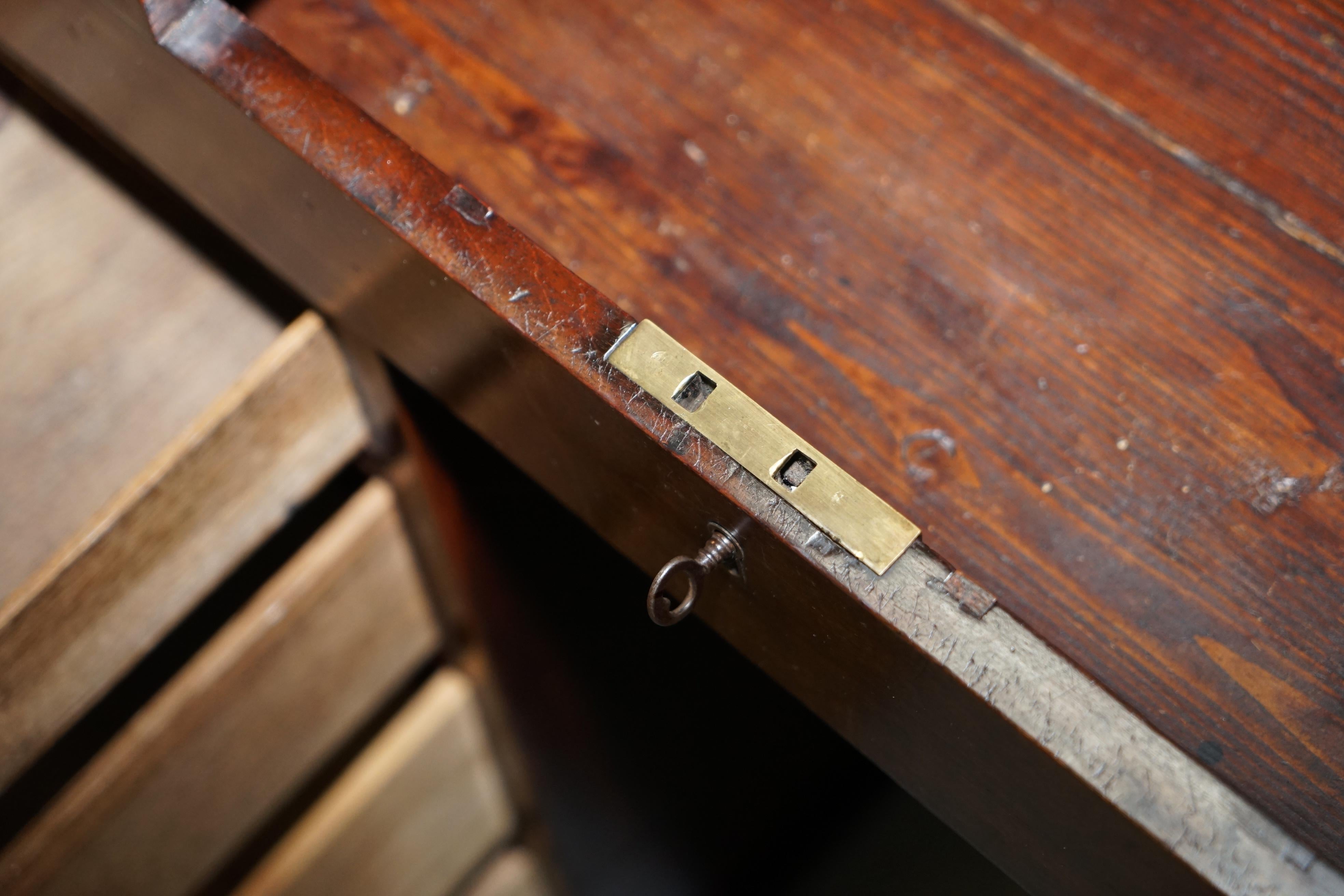 Antique Victorian Apprentice Workers Desk with Open Flap Top Lovely Little Piece 8