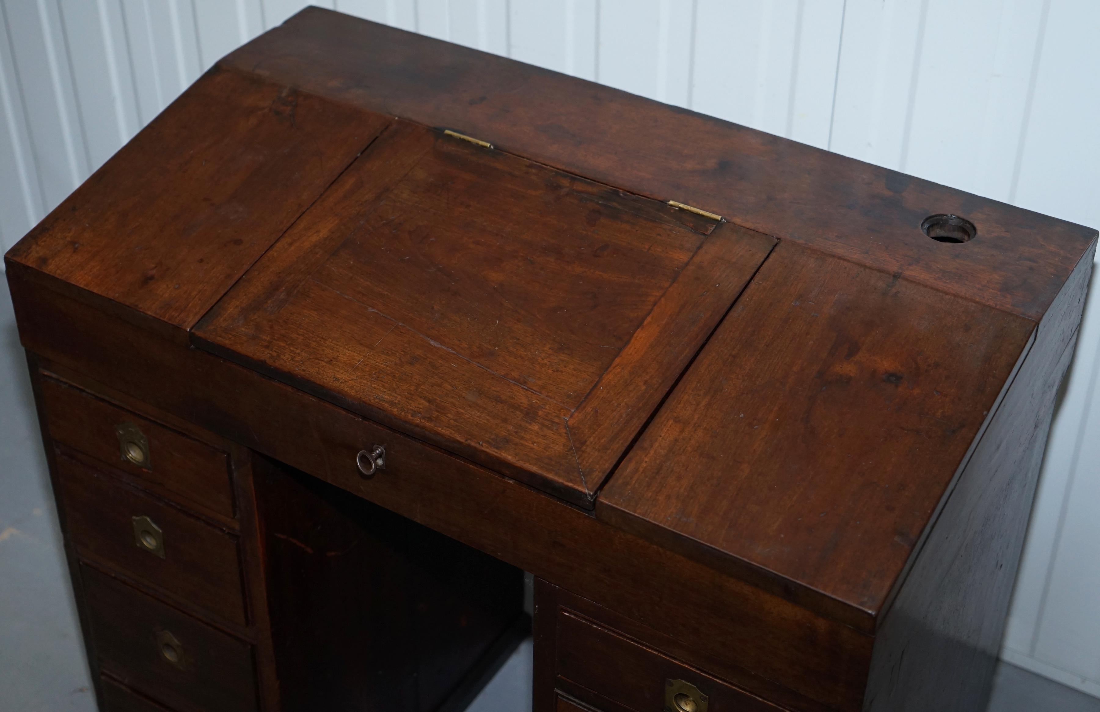 British Antique Victorian Apprentice Workers Desk with Open Flap Top Lovely Little Piece