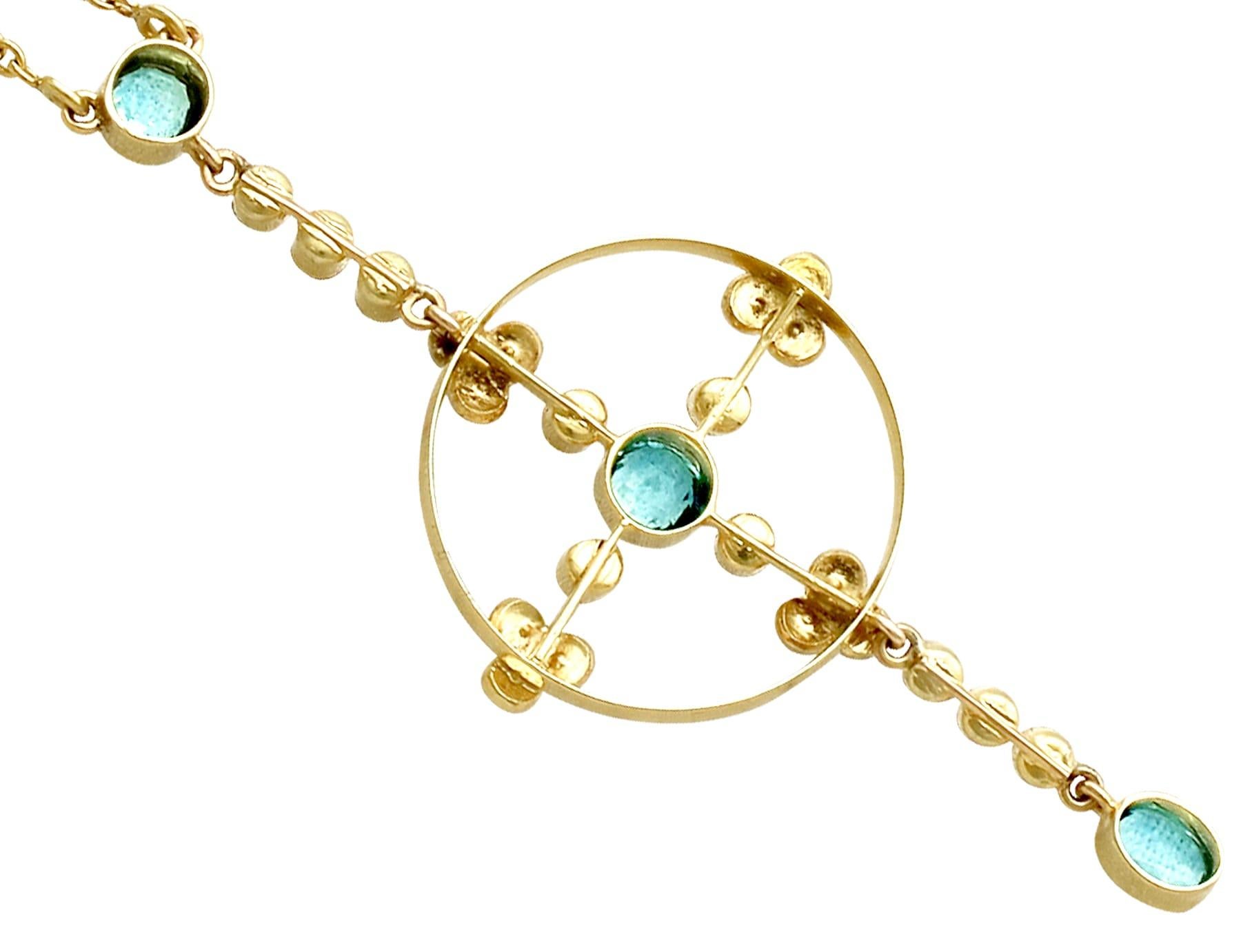 Women's Antique Victorian Aquamarine and Pearl Yellow Gold Pendant, circa 1890 For Sale
