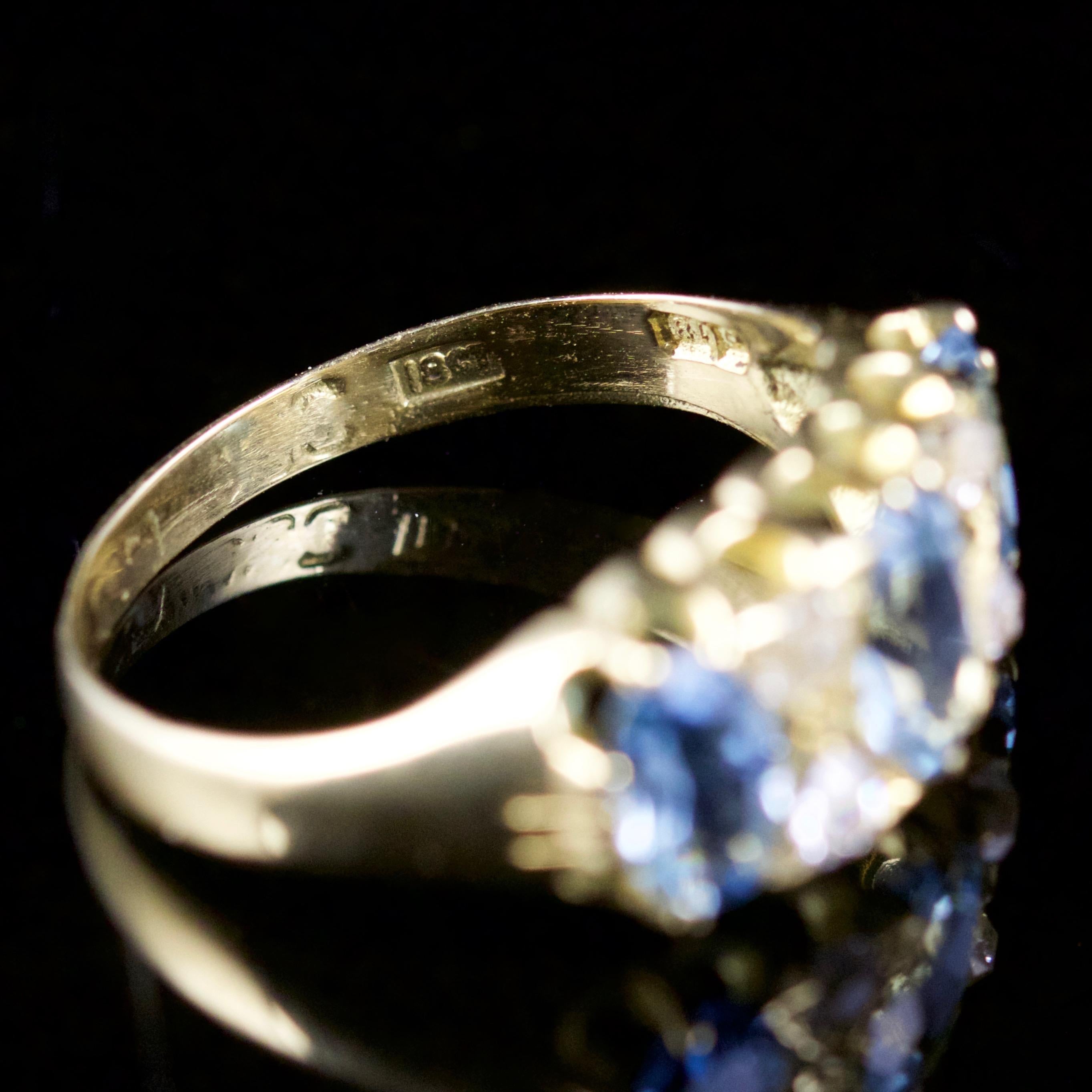 Antique Victorian Aquamarine Diamond Ring 18 Carat Gold, circa 1880 2