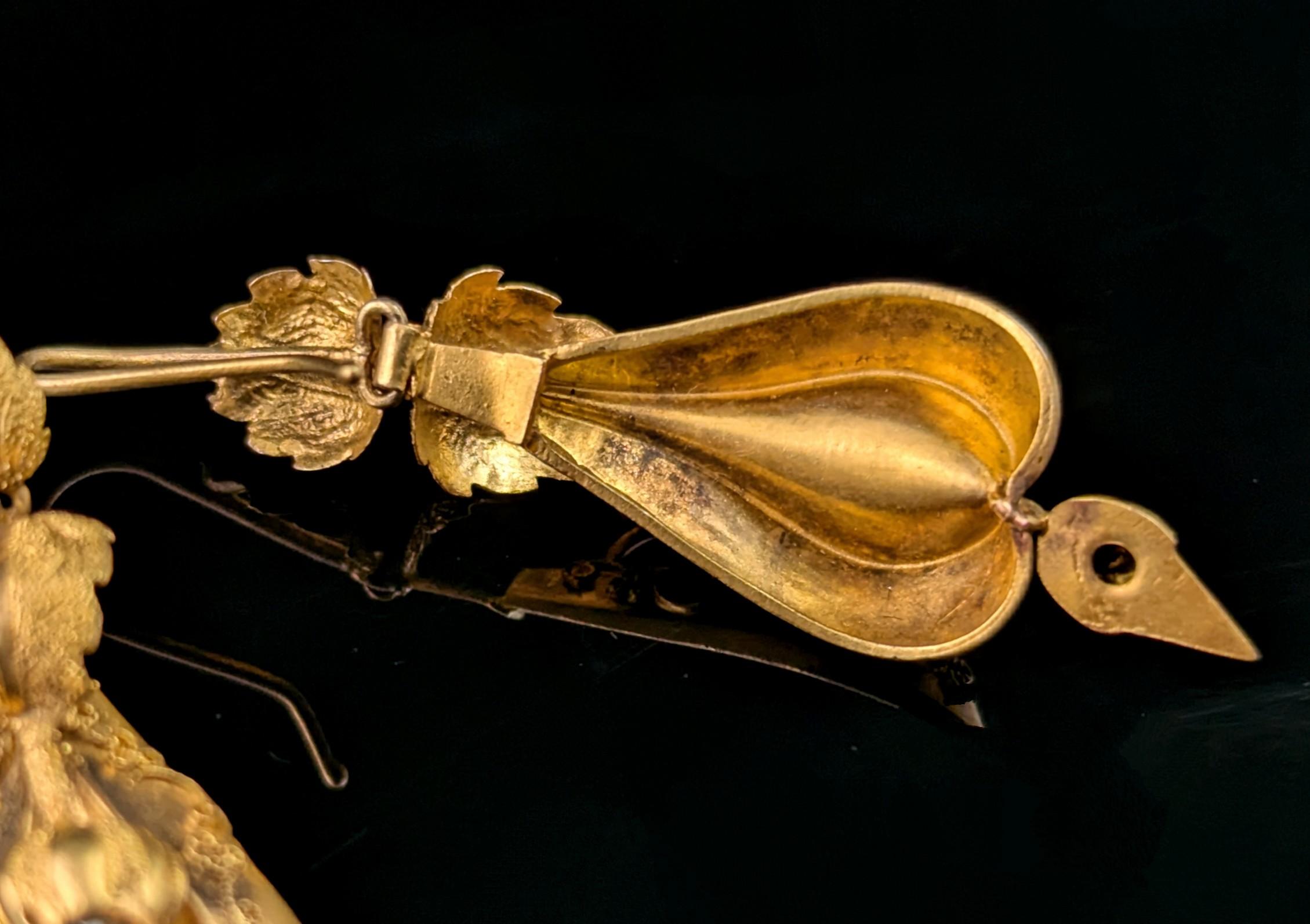 Antique Victorian Aquamarine drop earrings, 15k yellow gold 3
