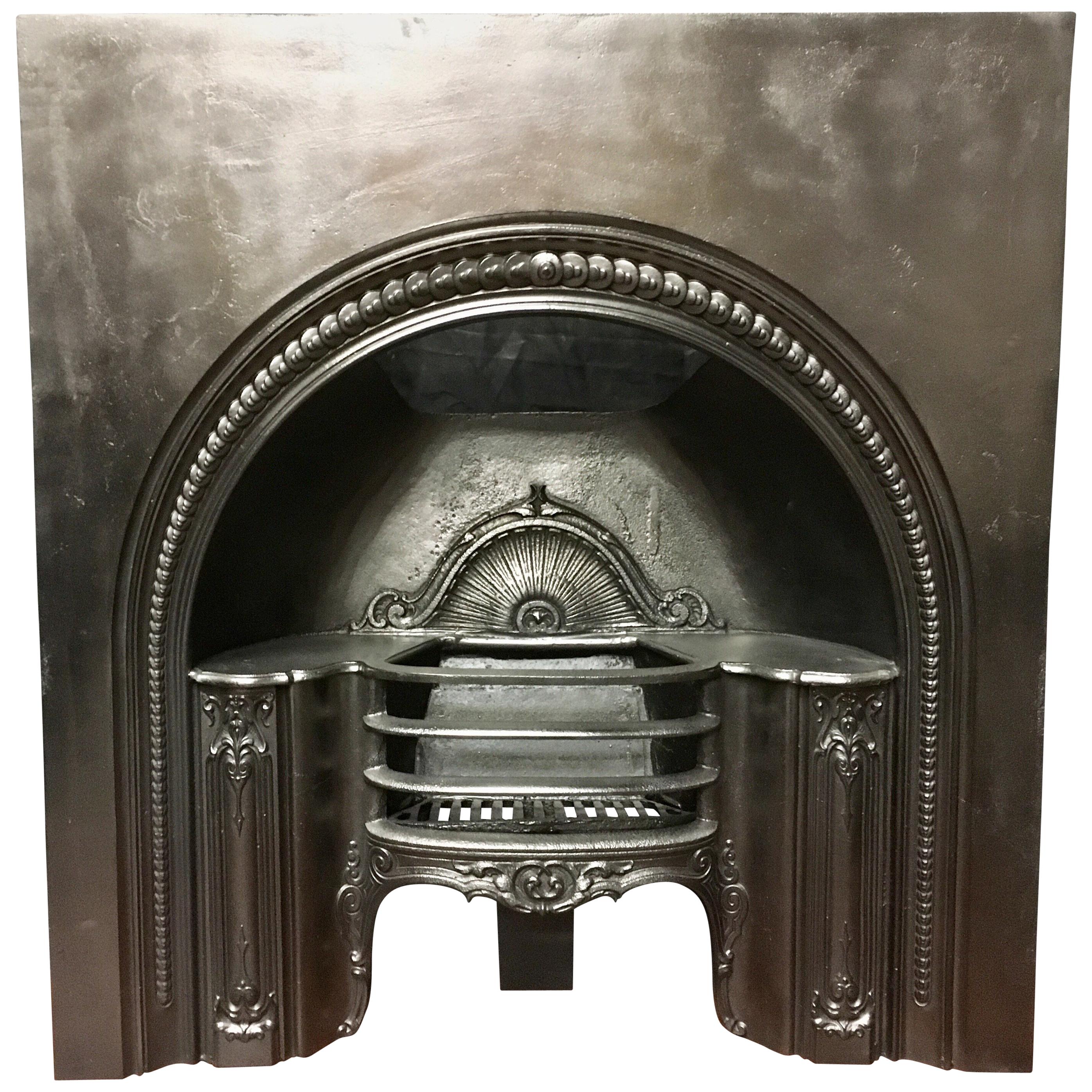 Antique Victorian Arch Cast Iron Fireplace Surround Insert