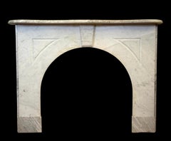 Antique Victorian Arched Carrara Marble Fireplace Mantel