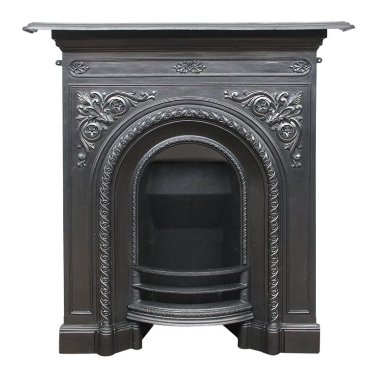 Antique Victorian Arched Cast Iron Bedroom Fireplace