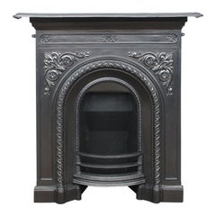 Antique Victorian Arched Cast Iron Bedroom Fireplace