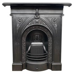 Antique Victorian Arched Cast Iron Combination Fireplace, circa 1879