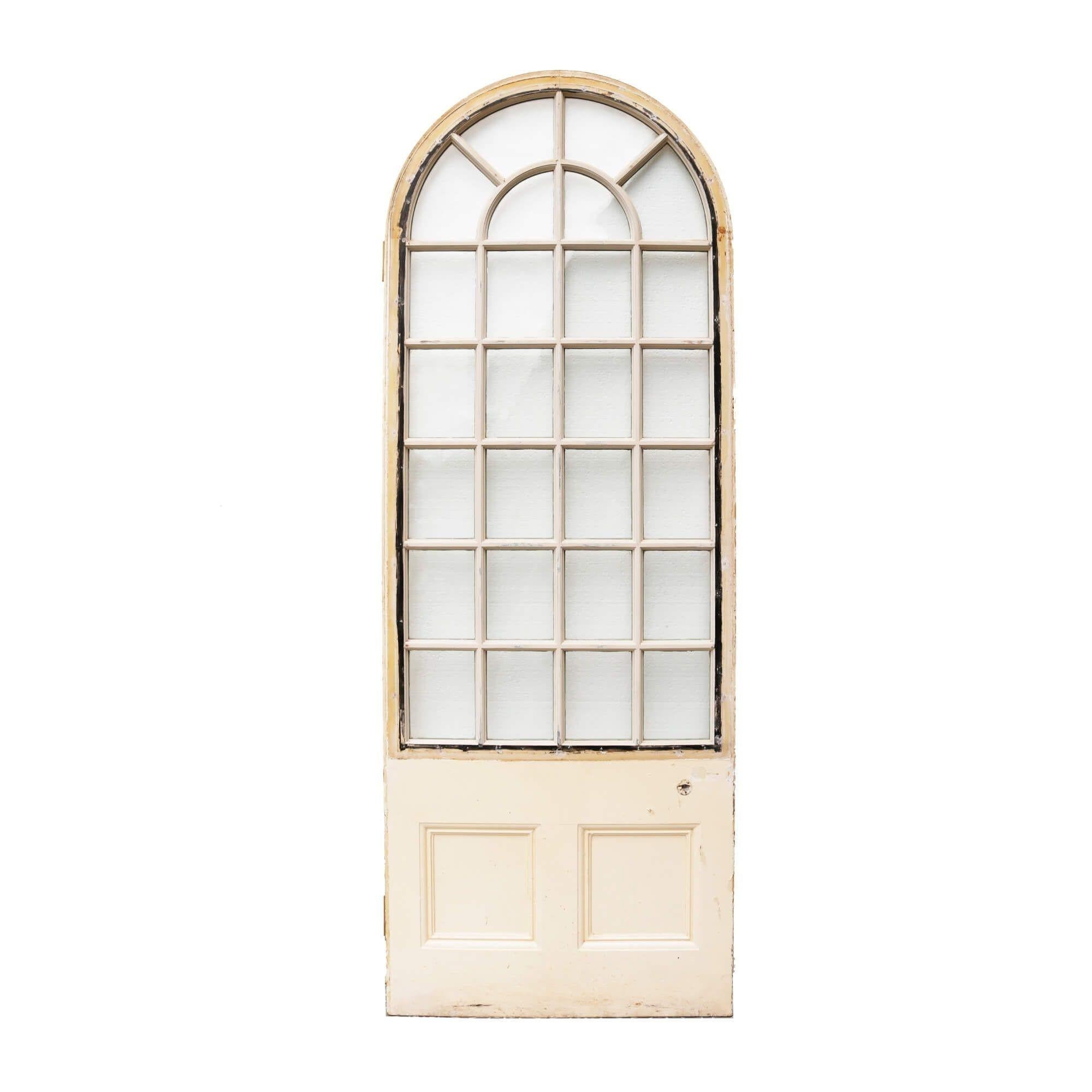 Regency Ancienne porte victorienne cintrée vitrée blanche en vente