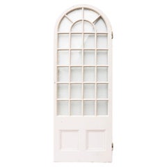 Ancienne porte victorienne cintrée vitrée blanche