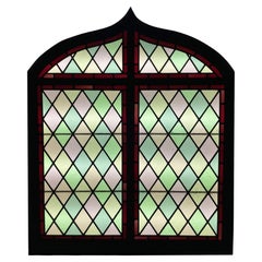 Vintage Victorian Arched Stained Glass Window