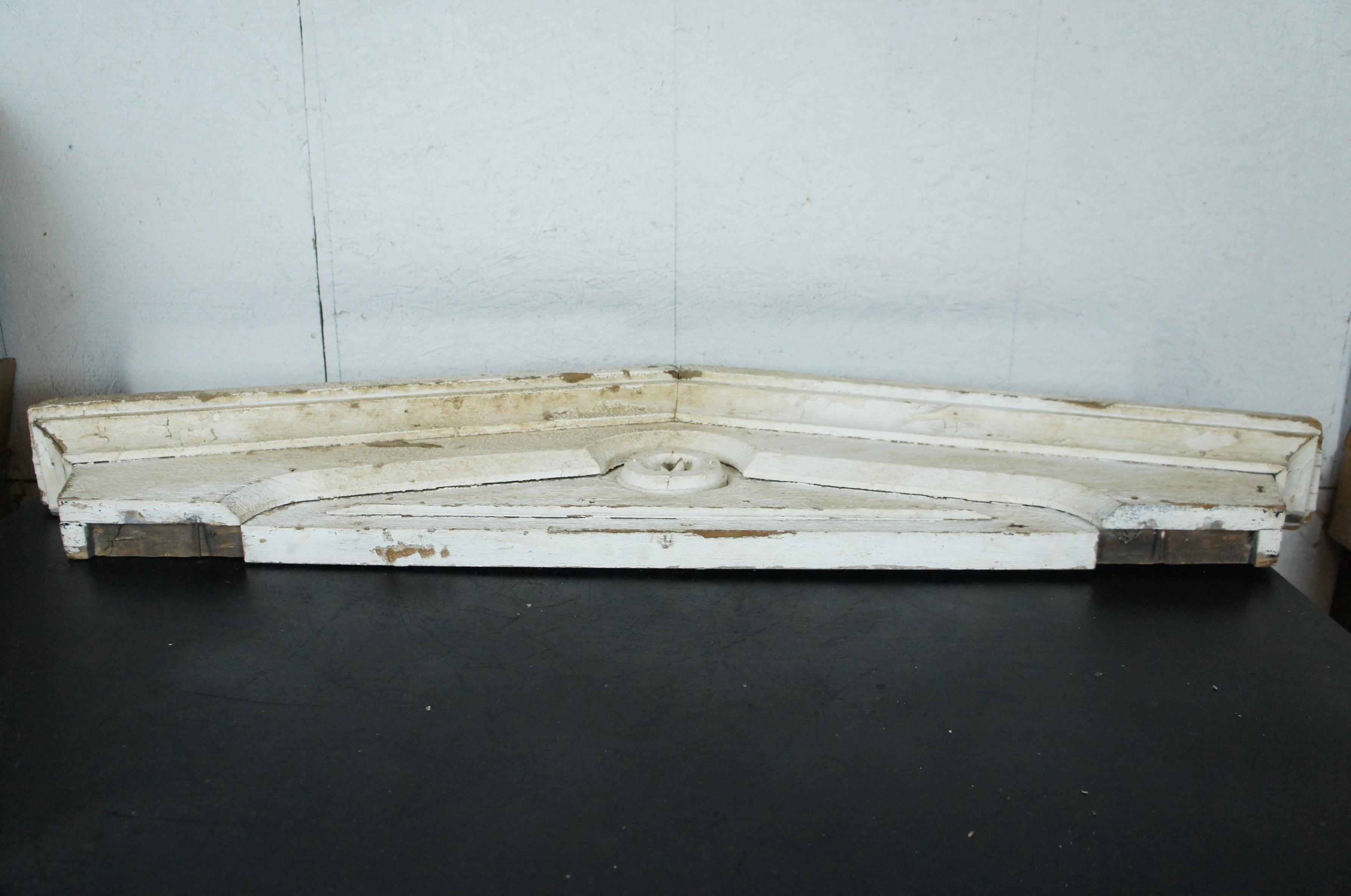 Antique Victorian Architectural Salvage White Painted Window Pediment Header 48