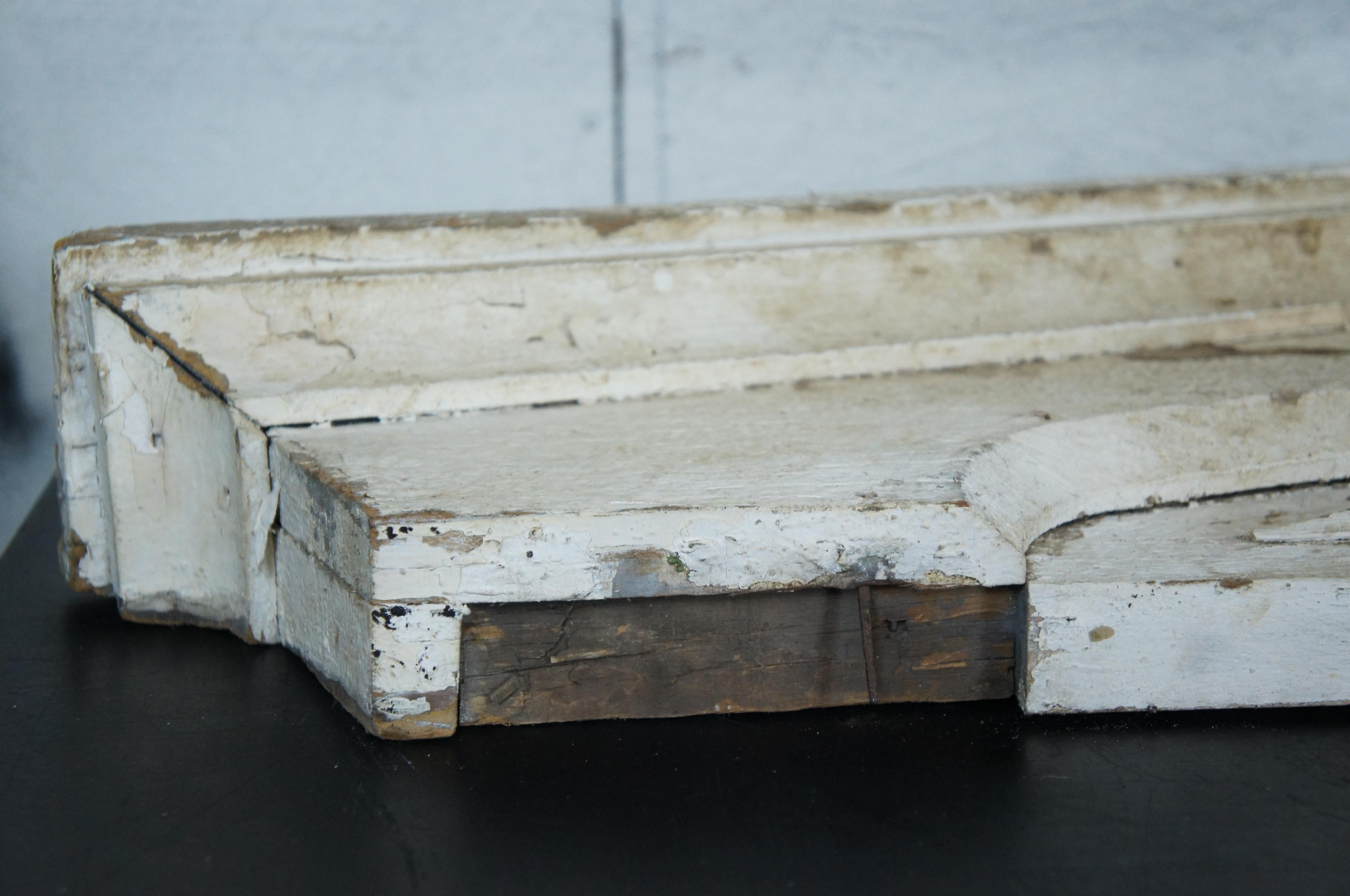 Antique Victorian Architectural Salvage White Painted Window Pediment Header 48