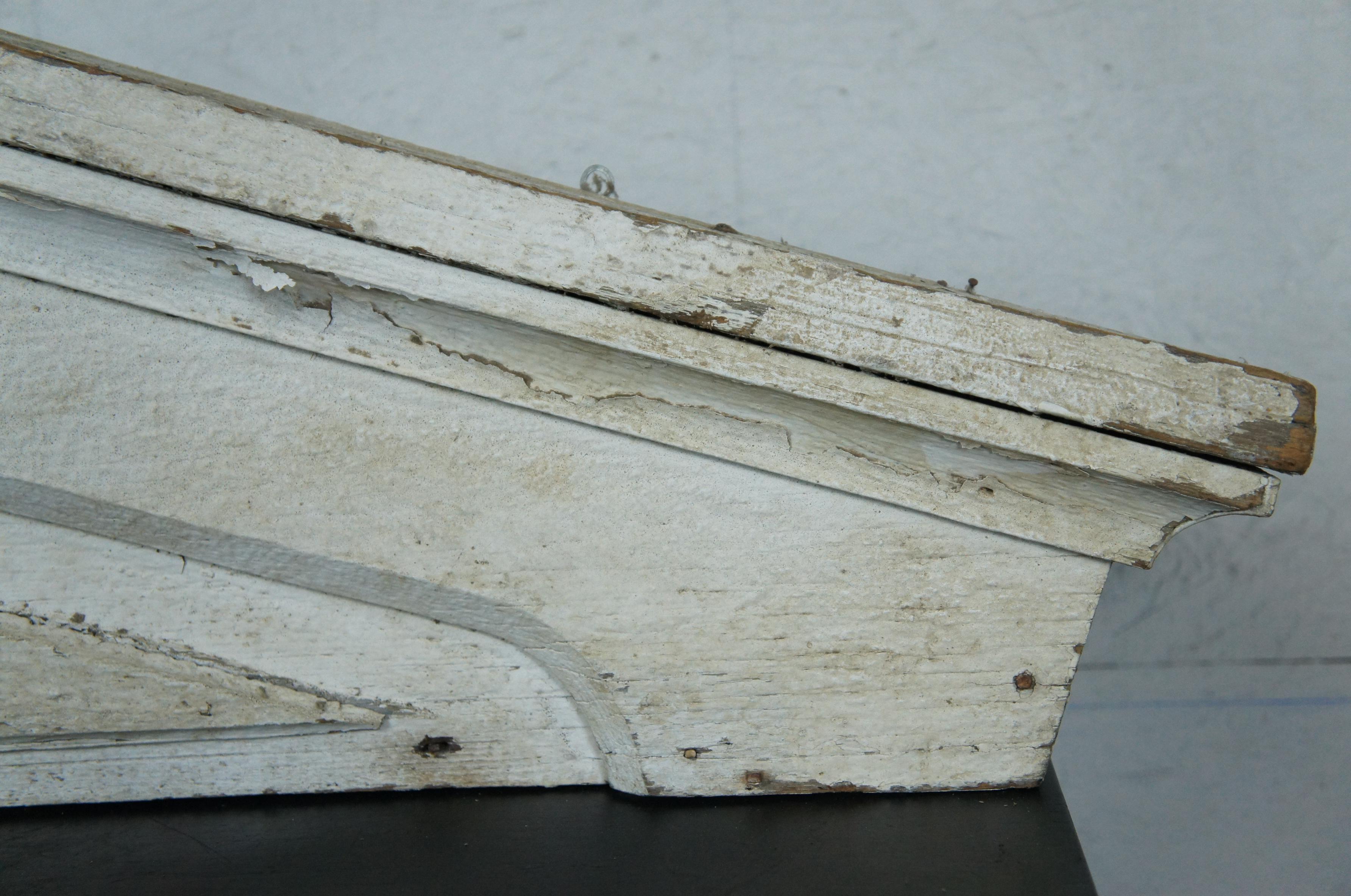 Antique Victorian Architectural Salvage White Painted Window Pediment Header 48