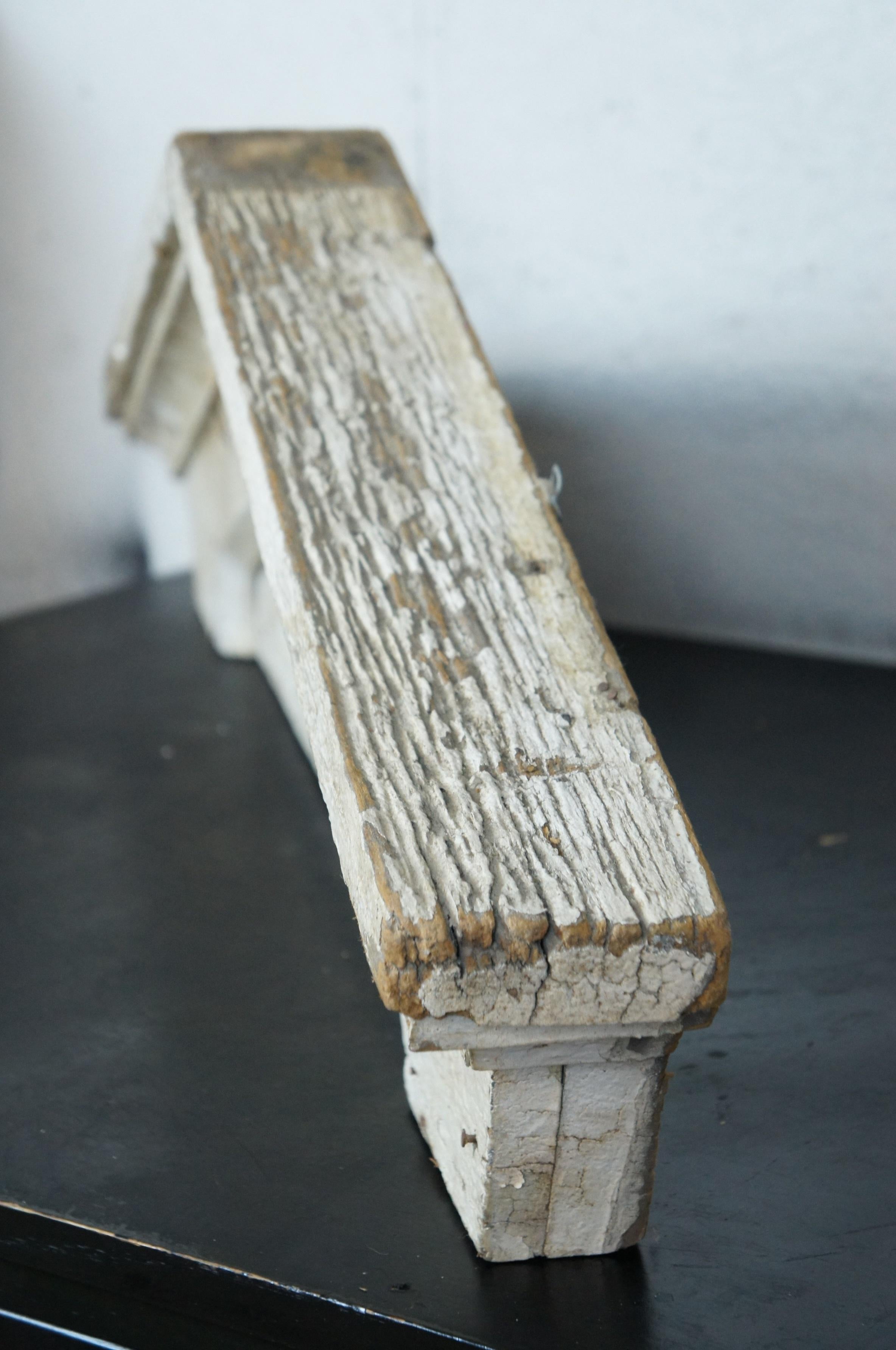 19th Century Antique Victorian Architectural Salvage White Painted Window Pediment Header 48
