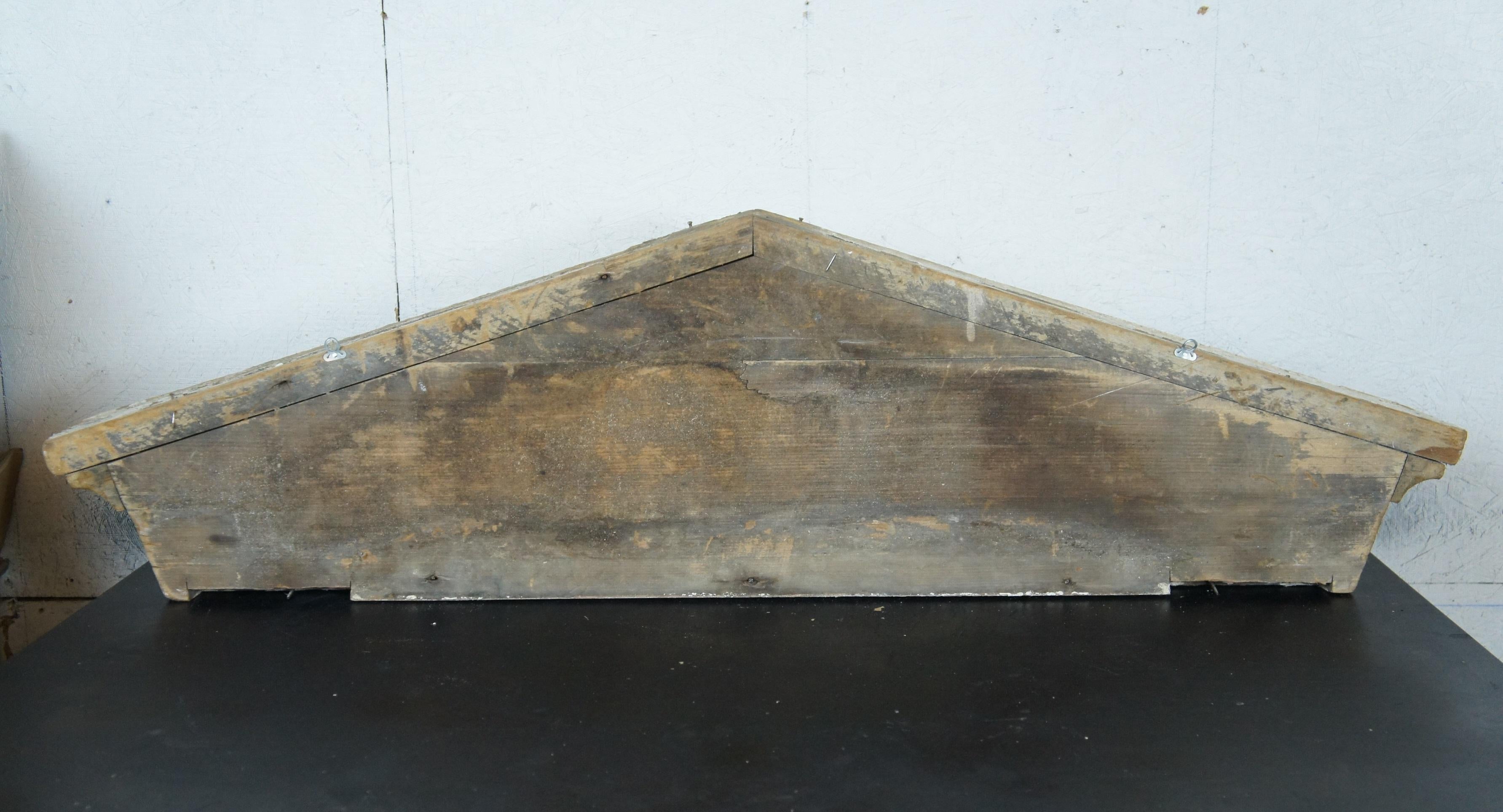 Hardwood Antique Victorian Architectural Salvage White Painted Window Pediment Header 48