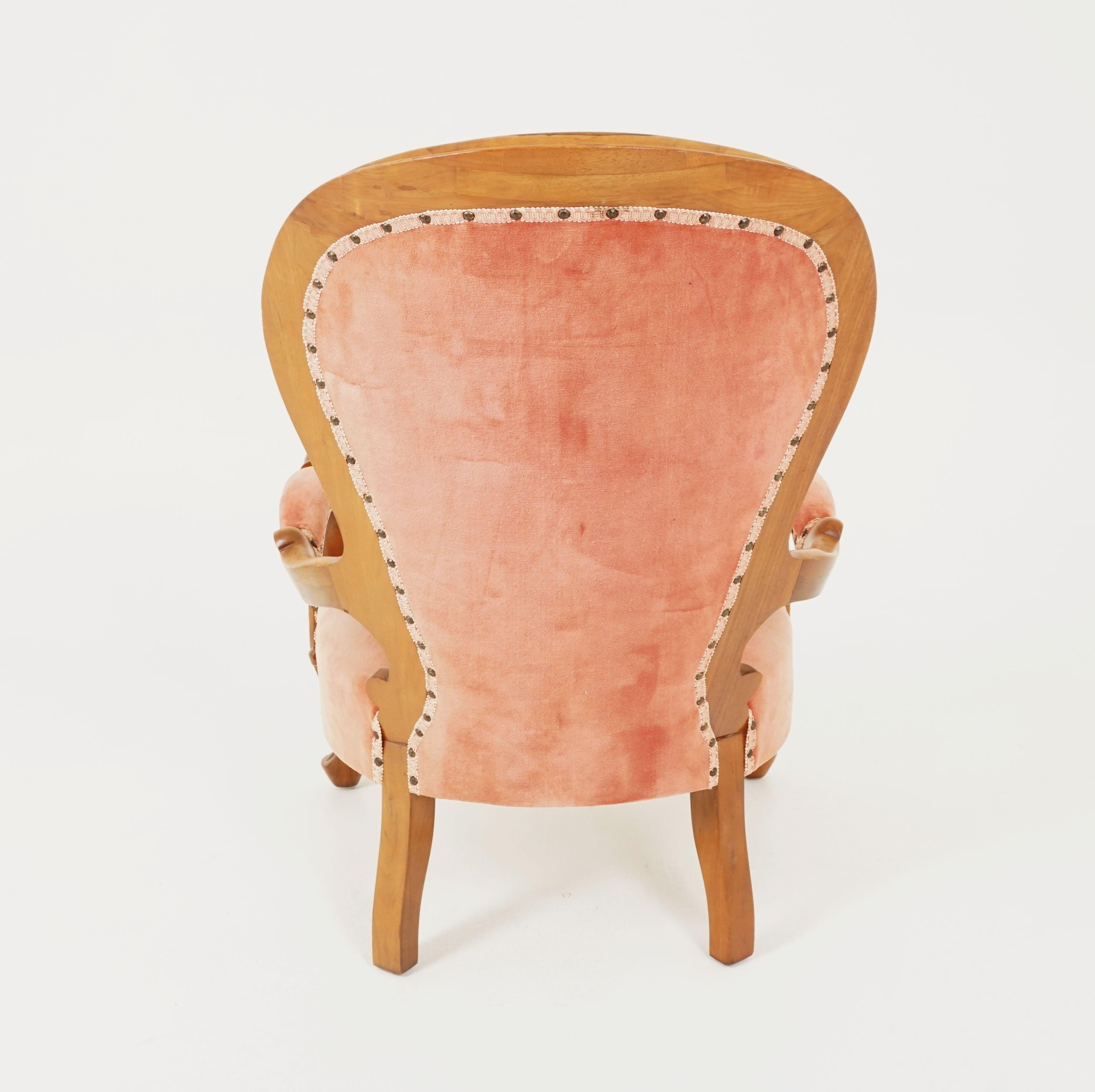 Antique Victorian Arm Chair, Carved Walnut, Button Back, Scotland 1870, B2504 2