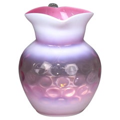 Antique Victorian Art Glass Opalescent Cranberry Water Pitcher in Coinspot