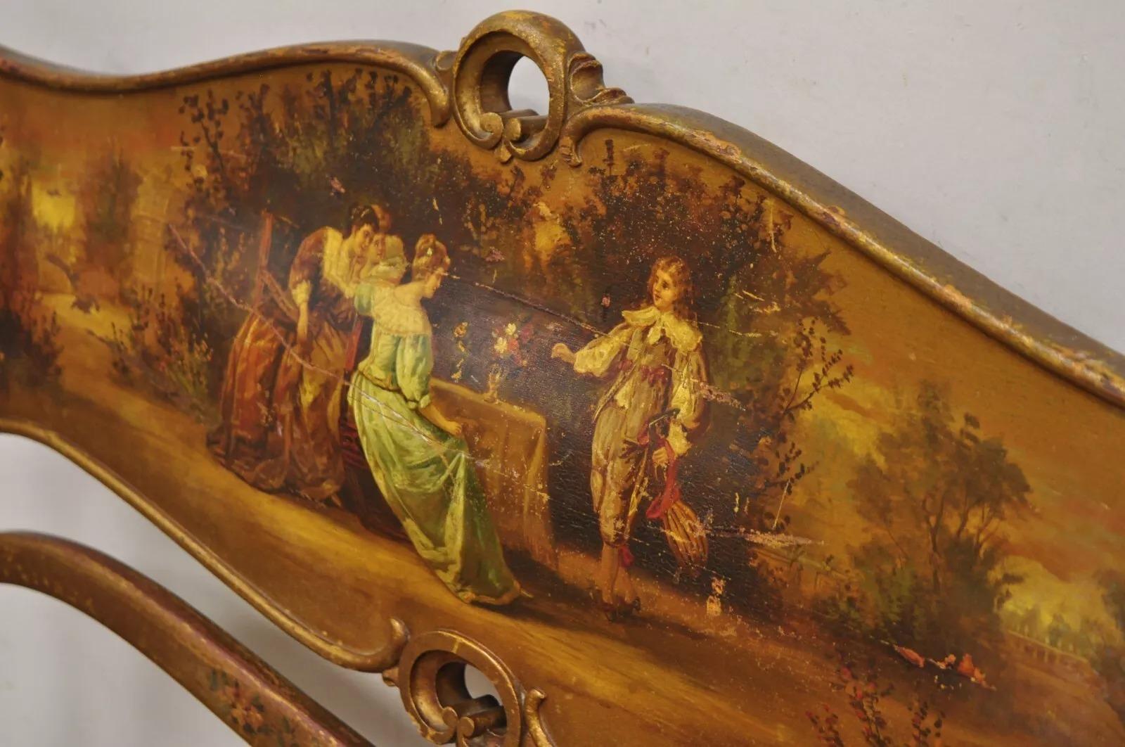 Antico Vittoriano Art Nouveau in legno dorato e dipinto a mano, divano 2 pezzi per salotto in vendita 6