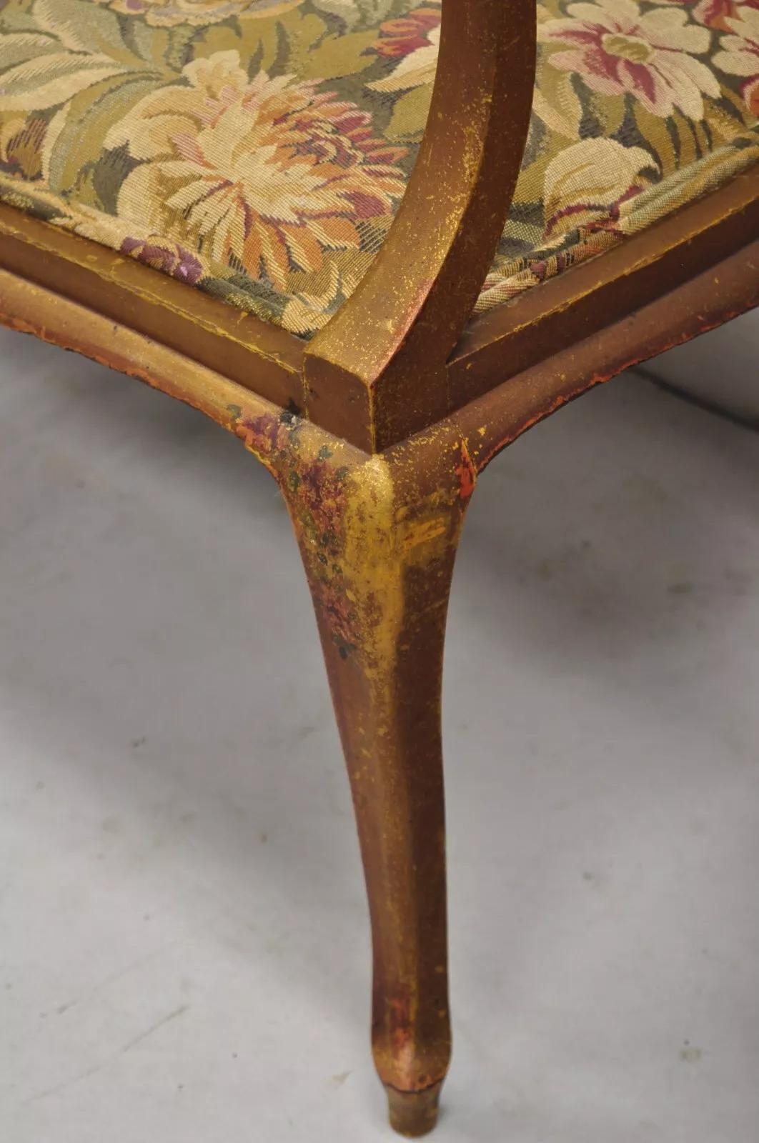Antico Vittoriano Art Nouveau in legno dorato e dipinto a mano, divano 2 pezzi per salotto in vendita 7