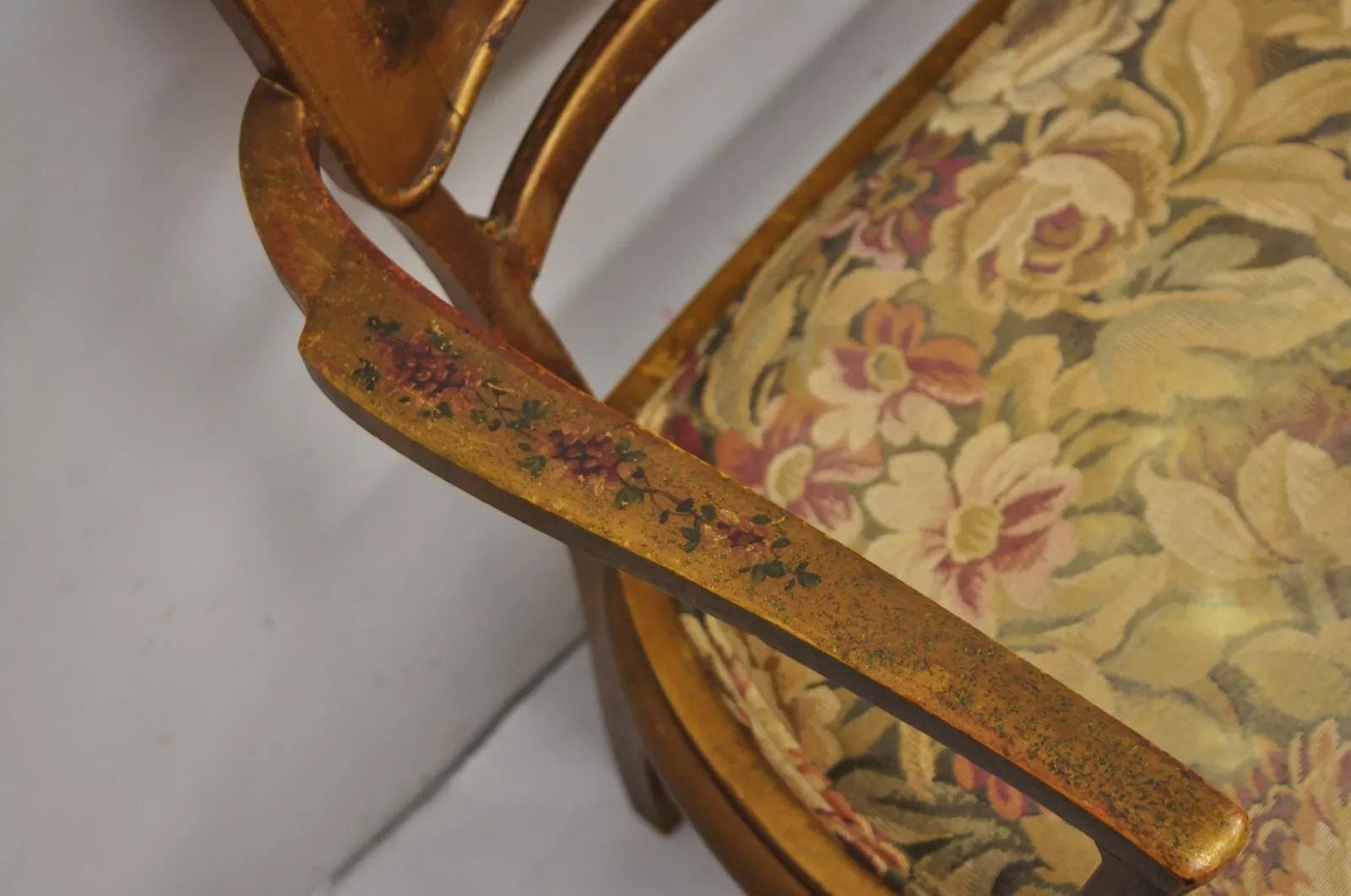 Legno Antico Vittoriano Art Nouveau in legno dorato e dipinto a mano, divano 2 pezzi per salotto in vendita