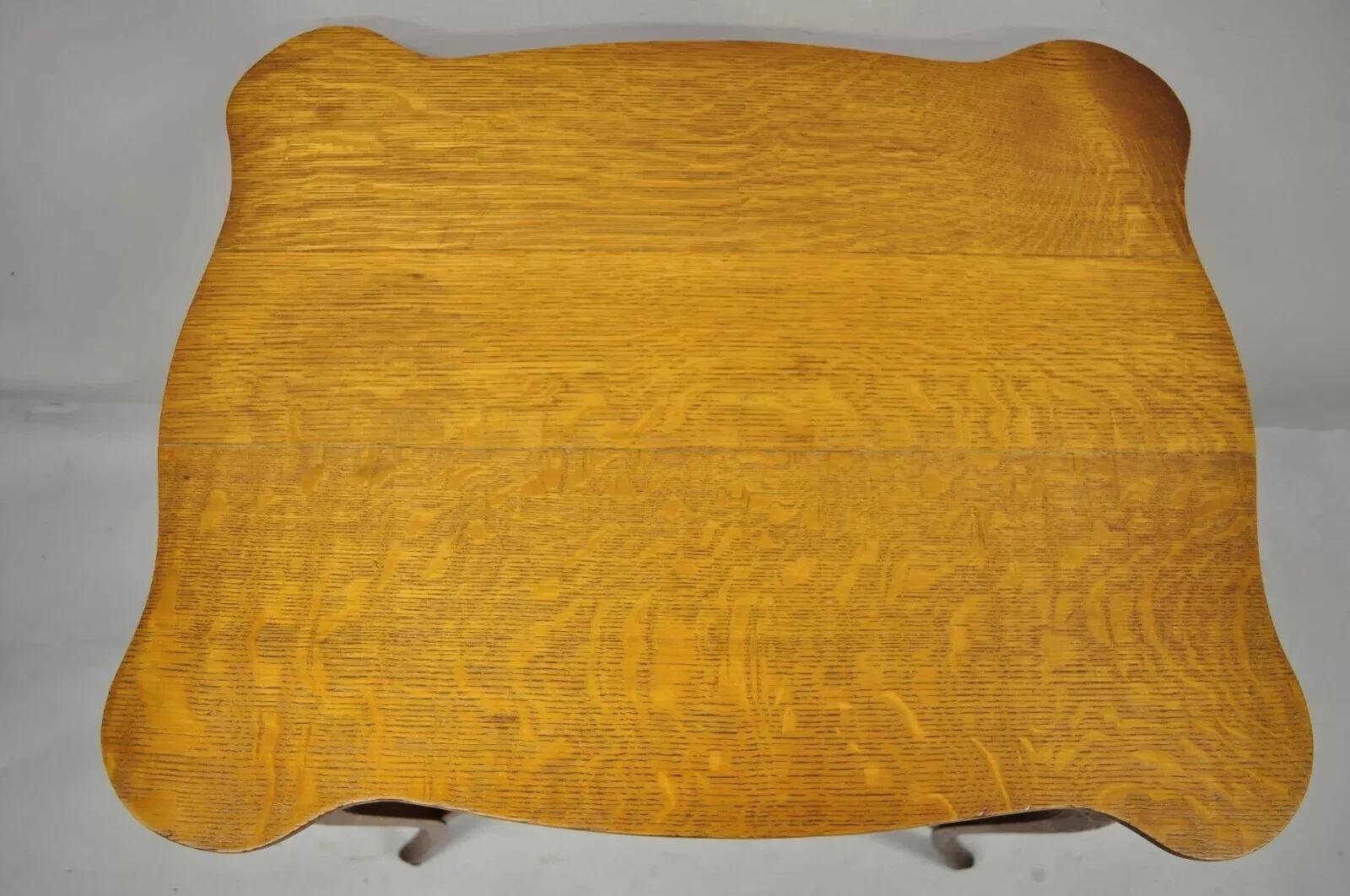 Antique Victorian Art Nouveau Golden Oak 4 Drawer Sewing Work Stand Side Table For Sale 2