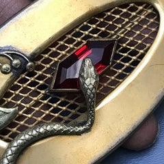 Antique Victorian Art Nouveau Sash Pin Brooch with Snake Motif