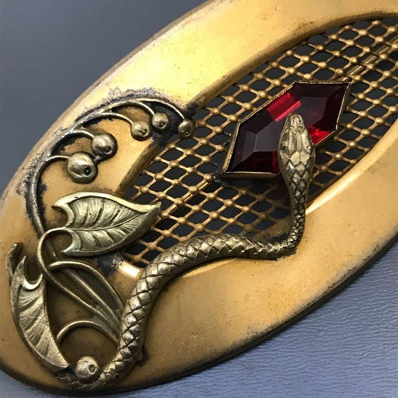 Broche épingle antique victorienne Art Nouveau avec motif serpent en vente 1