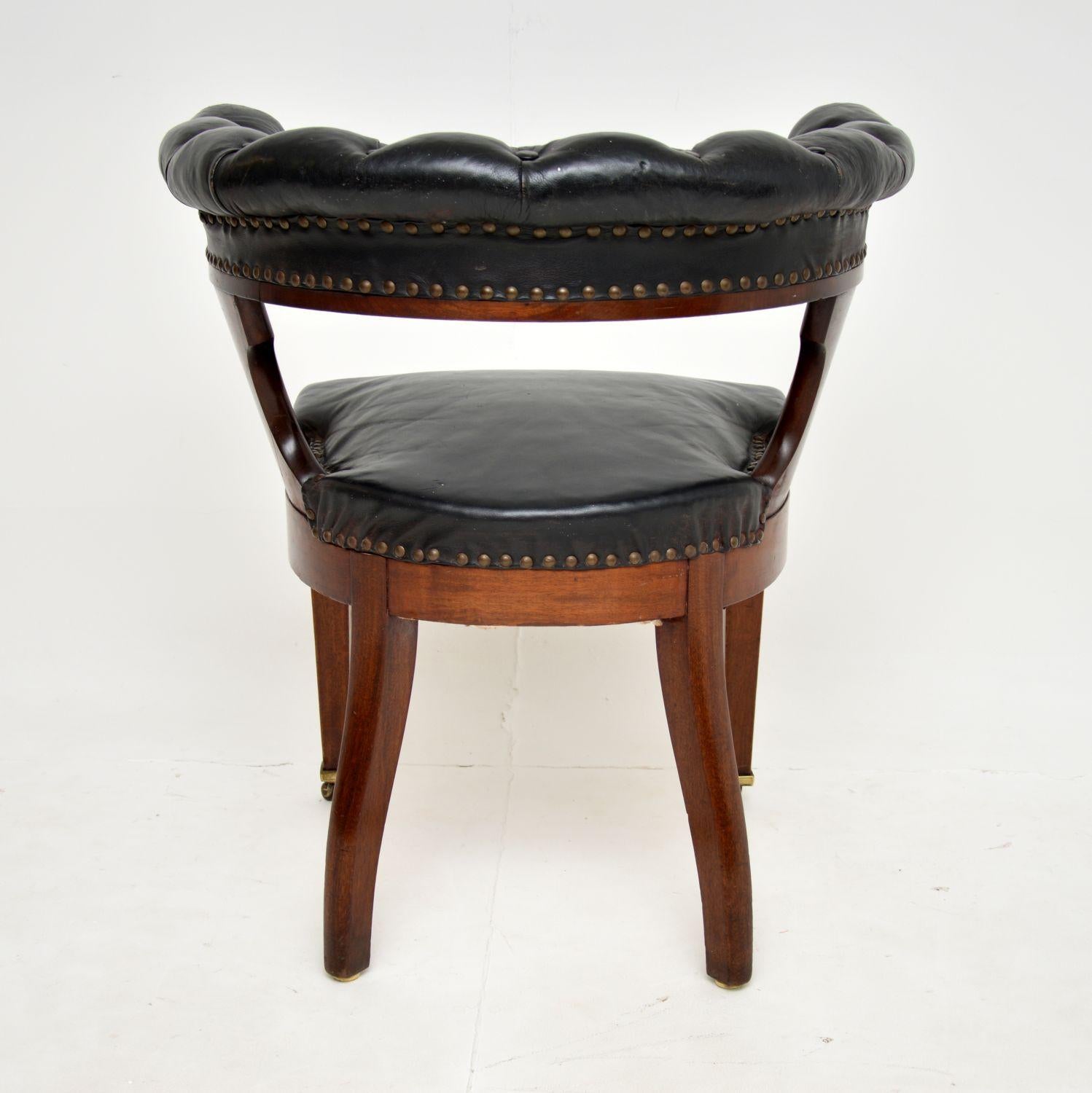 Antique Victorian Arts & Crafts Leather Desk Chair 7