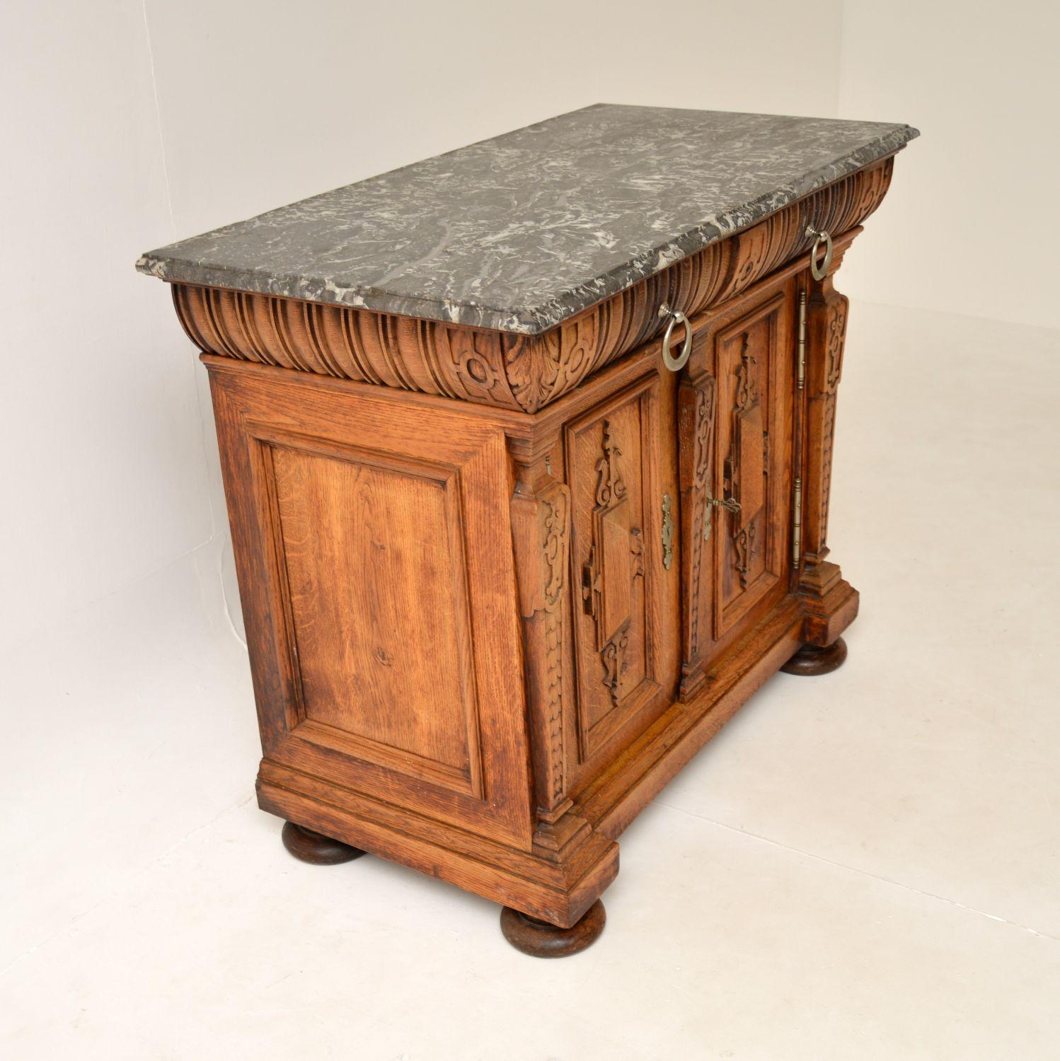 Antique Victorian Arts & Crafts Marble Top Oak Sideboard 4