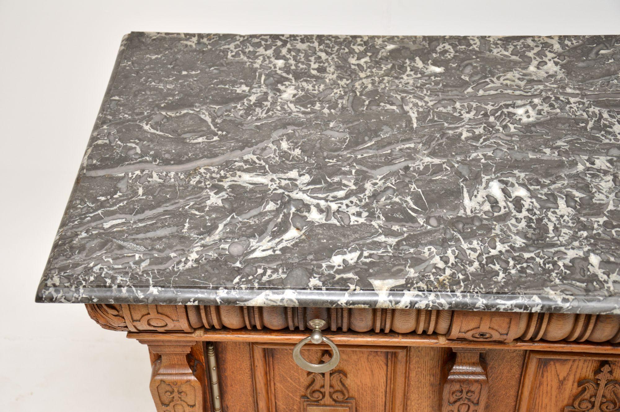 Antique Victorian Arts & Crafts Marble Top Oak Sideboard 5