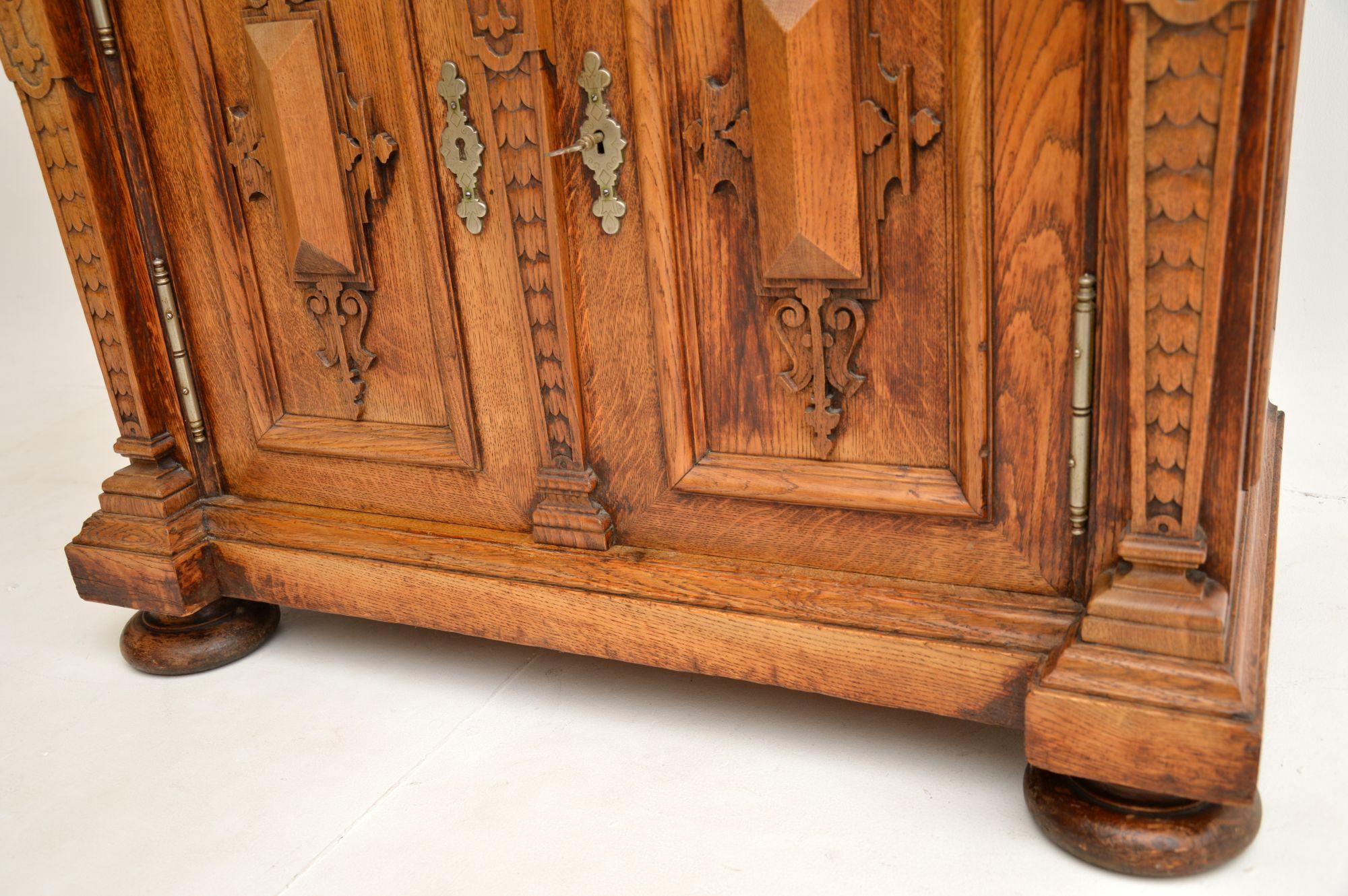 Antique Victorian Arts & Crafts Marble Top Oak Sideboard 1
