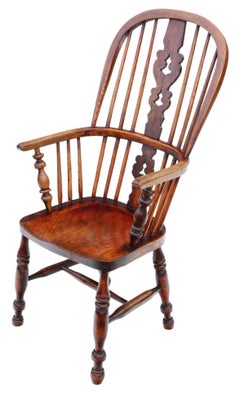 Antique Victorian Ash and Elm Windsor Chair Dining Armchair