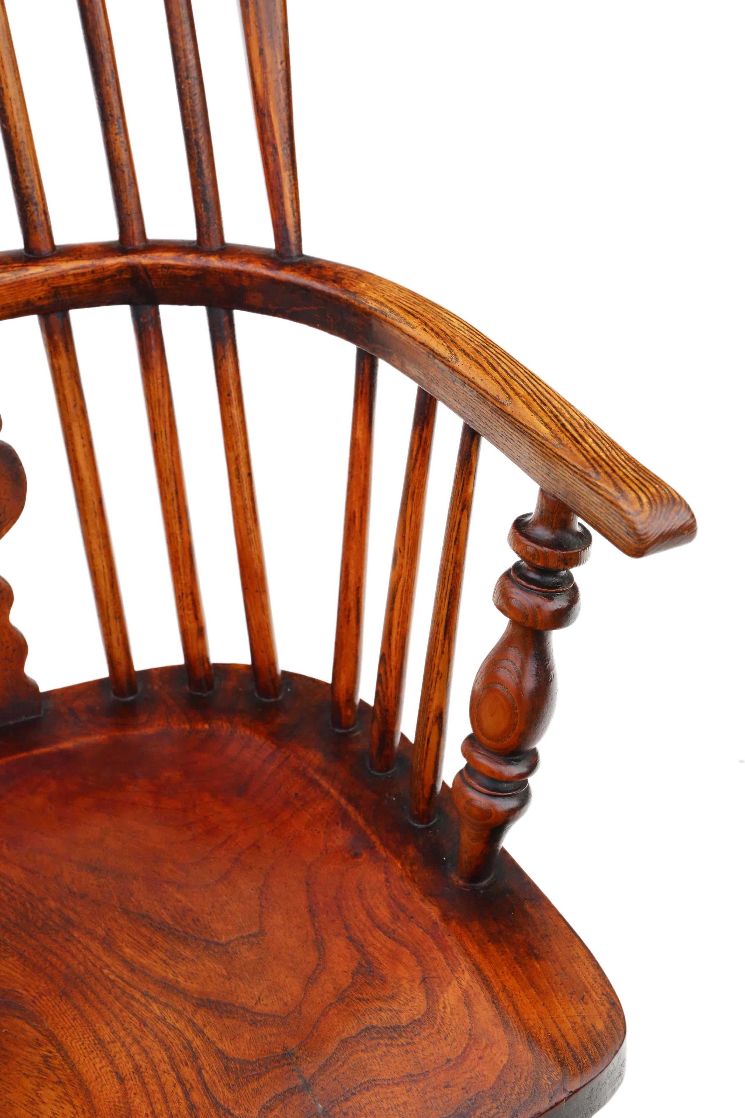 Antiker viktorianischer Windsor-Sessel aus Eschenholz und Ulme, Esszimmerstuhl im Zustand „Gut“ im Angebot in Wisbech, Cambridgeshire
