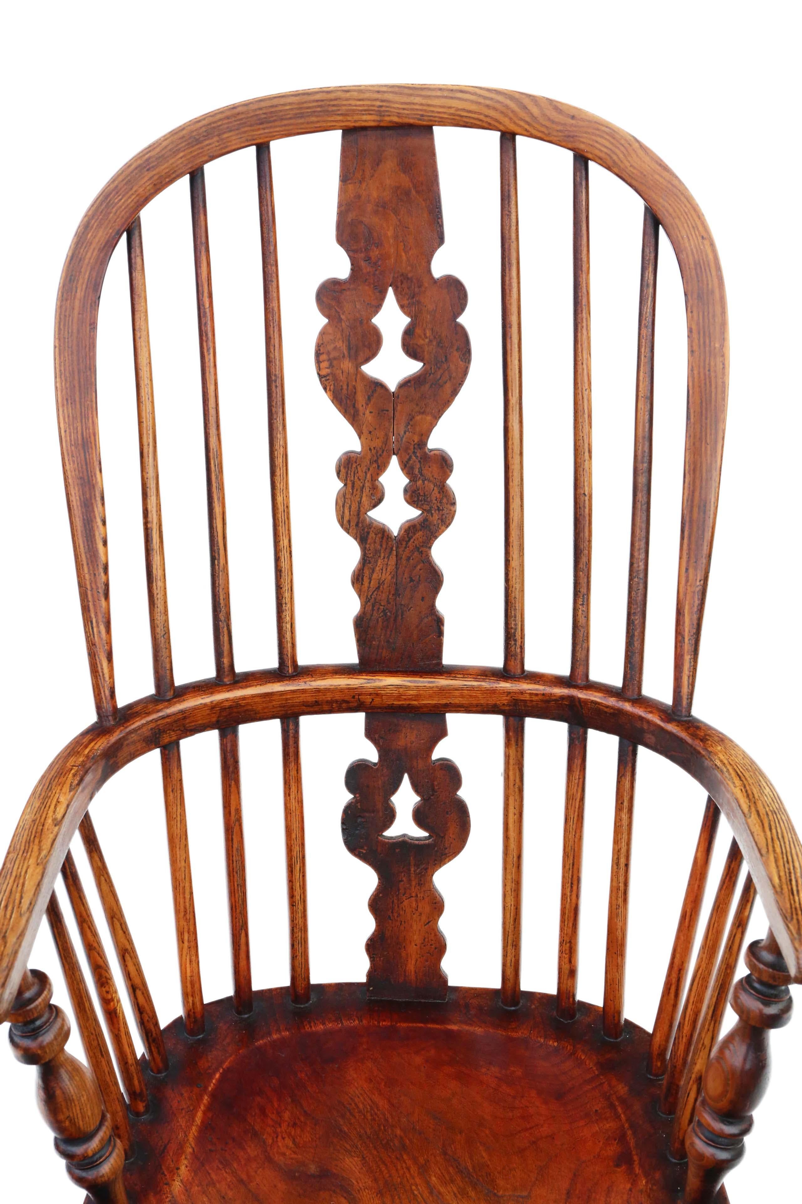 Antique Victorian Ash and Elm Windsor Chair Dining Armchair For Sale 3