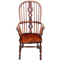 Used Victorian Ash and Elm Windsor Chair Dining Armchair