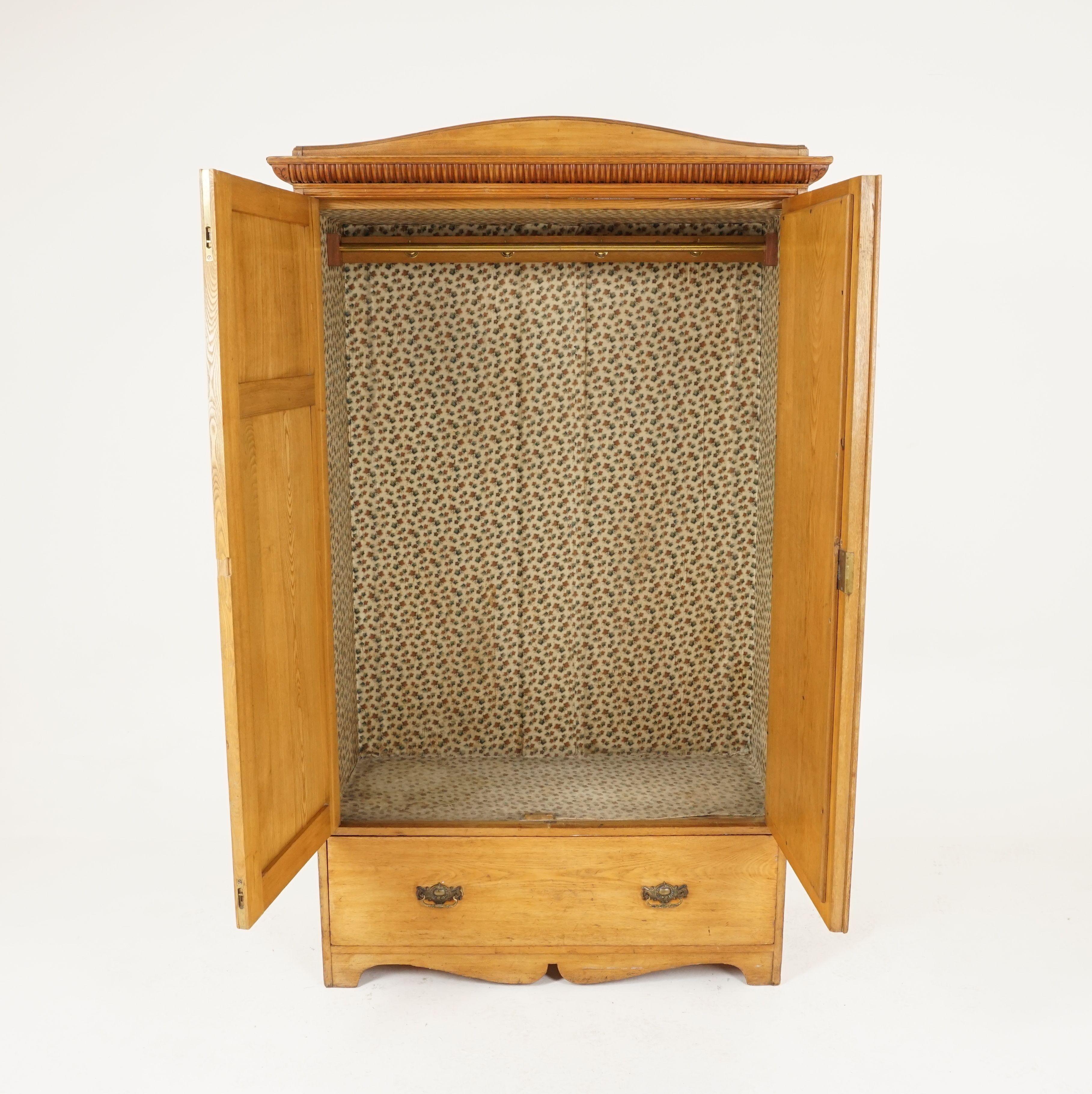 Antique Victorian Ash Armoire, Wardrobe, Closet, Scotland 1880, B2373 In Good Condition In Vancouver, BC