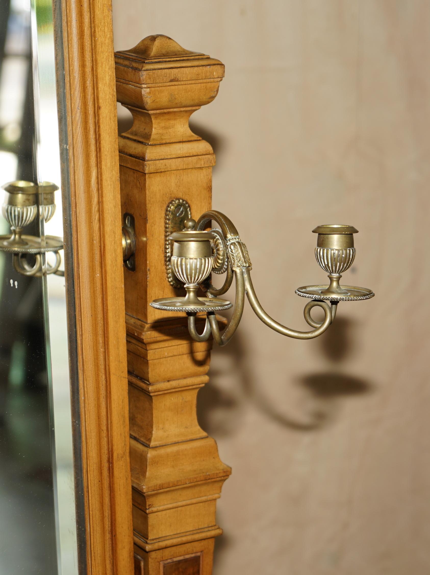Antike viktorianische Cheval-Spiegelleuchter aus Esche und Wurzelnussholz, Lancaster im Angebot 4