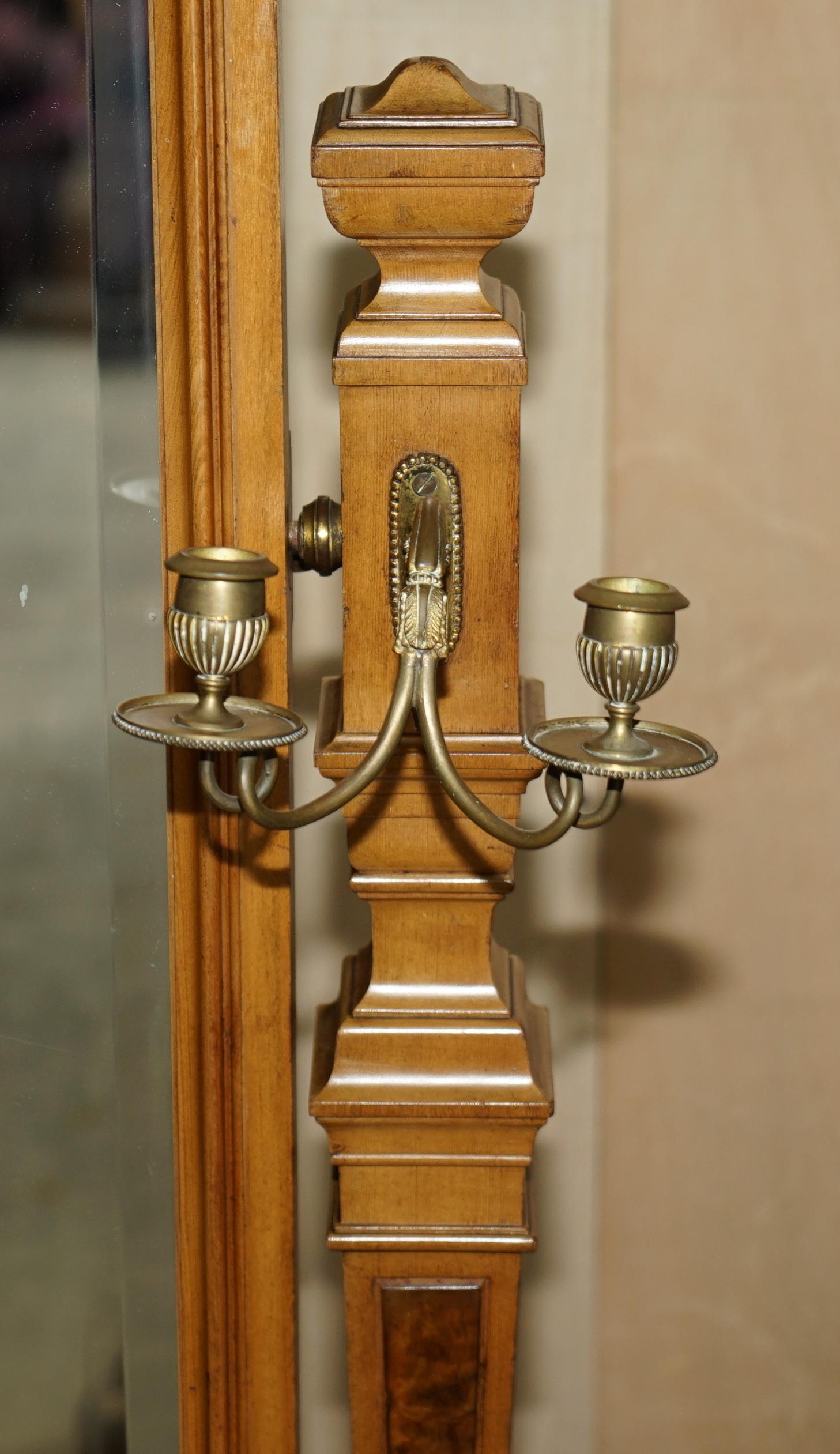 Antike viktorianische Cheval-Spiegelleuchter aus Esche und Wurzelnussholz, Lancaster im Angebot 5