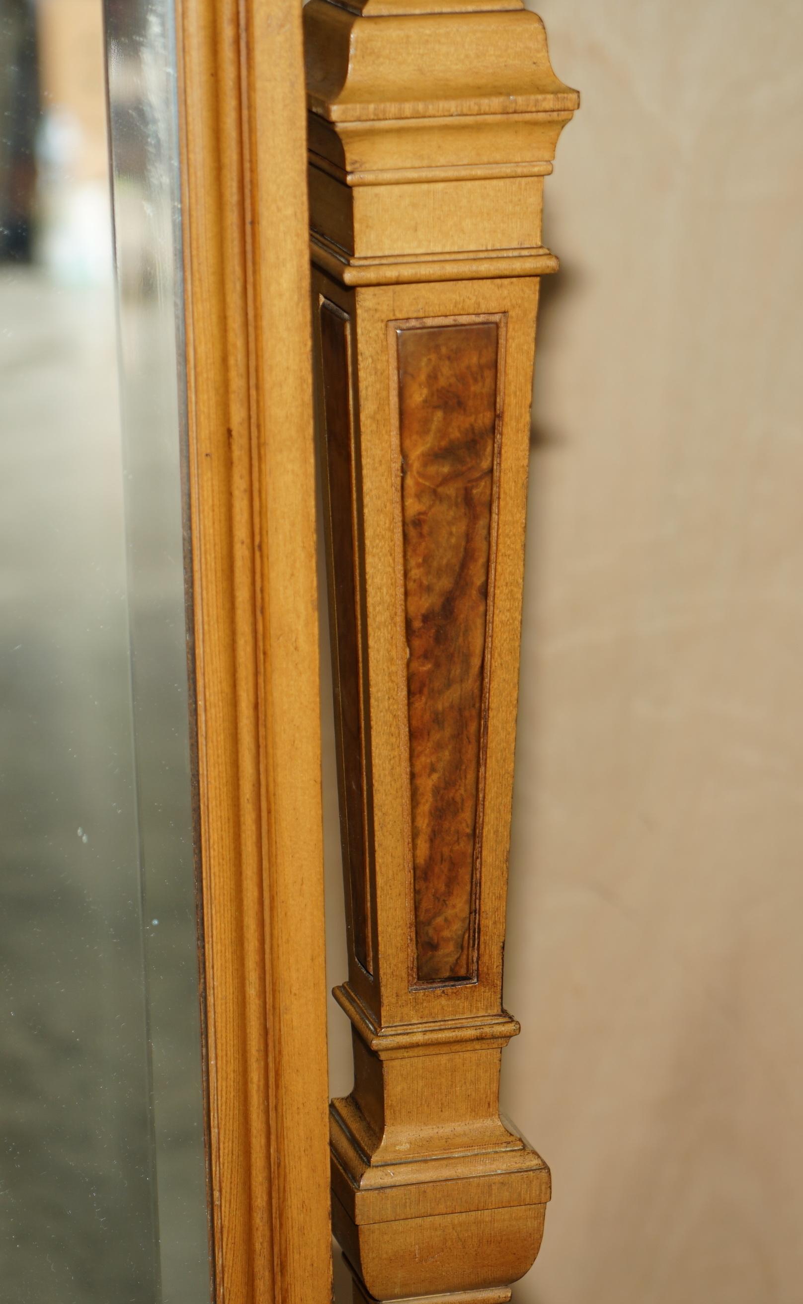 Antike viktorianische Cheval-Spiegelleuchter aus Esche und Wurzelnussholz, Lancaster im Angebot 6