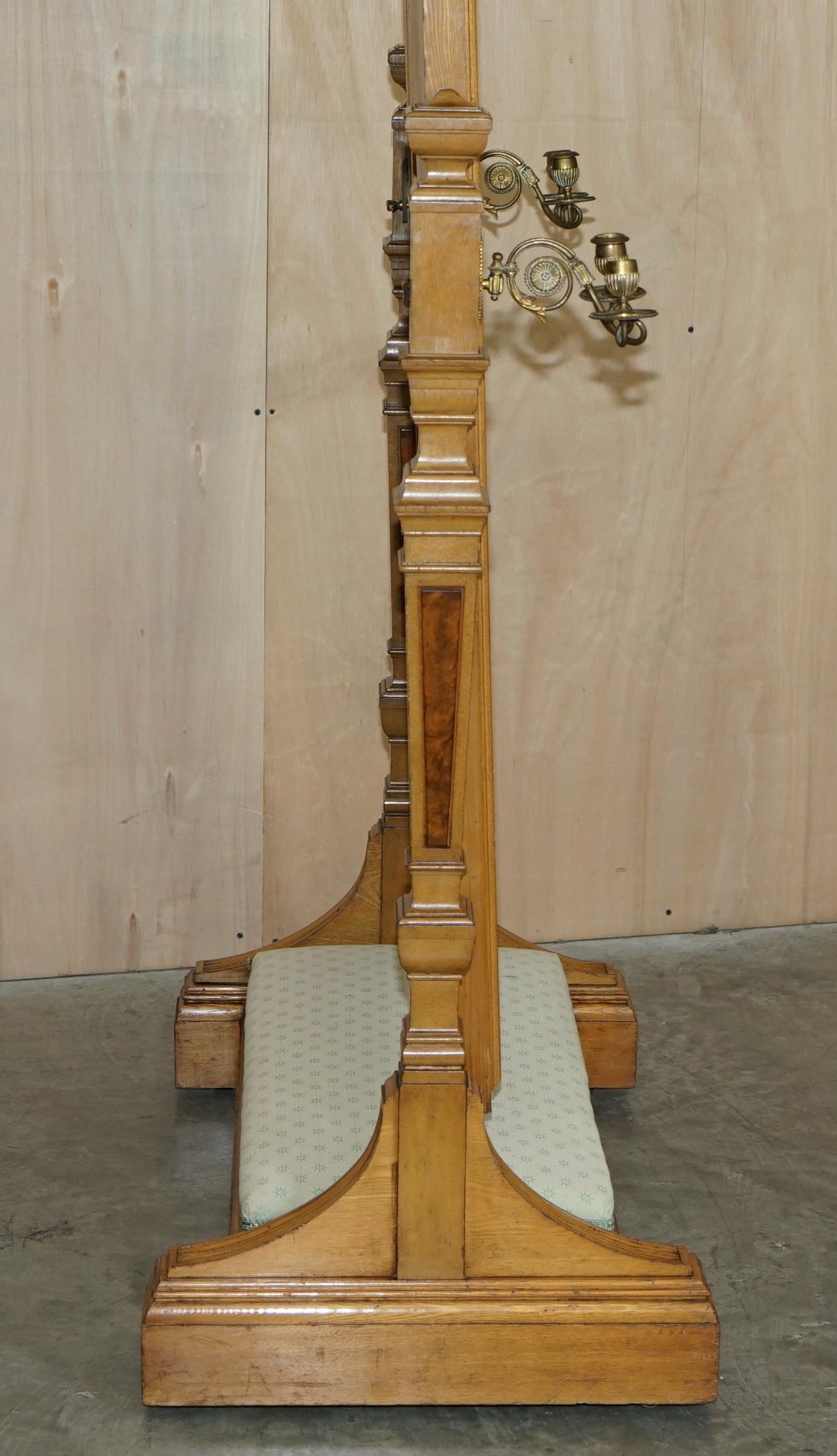 Antike viktorianische Cheval-Spiegelleuchter aus Esche und Wurzelnussholz, Lancaster im Angebot 9