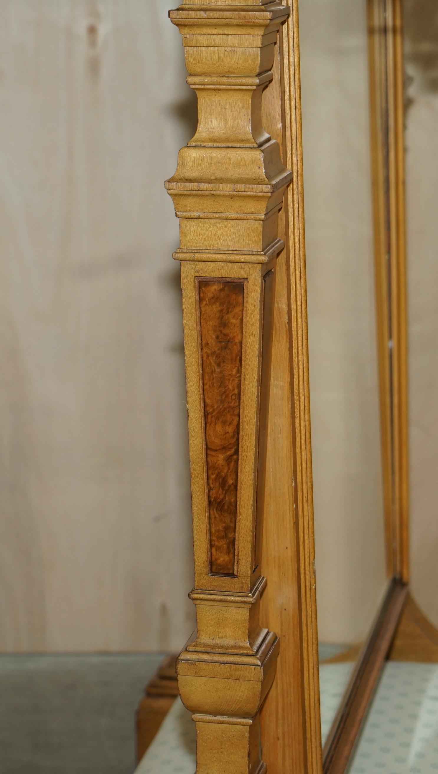 Antike viktorianische Cheval-Spiegelleuchter aus Esche und Wurzelnussholz, Lancaster im Angebot 10