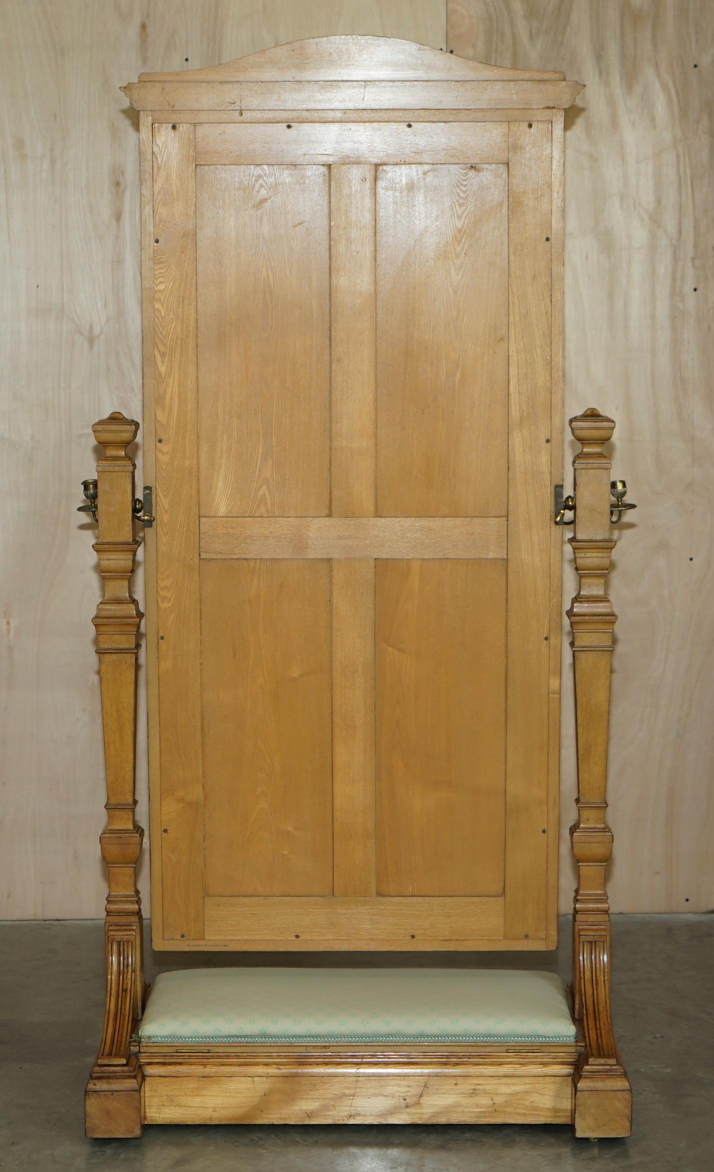 Antike viktorianische Cheval-Spiegelleuchter aus Esche und Wurzelnussholz, Lancaster im Angebot 11