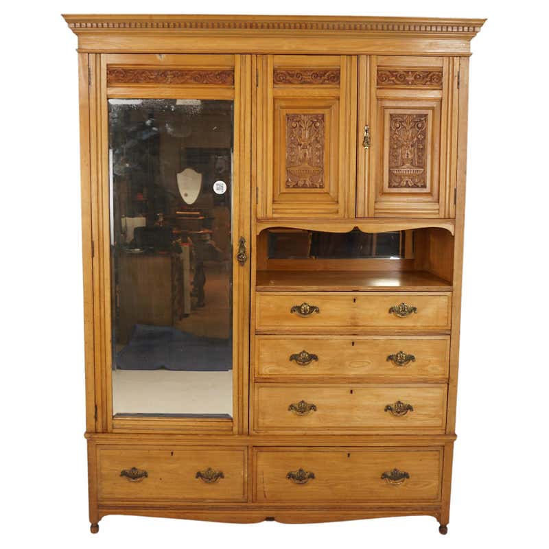 Large Antique Scottish Victorian Three-Door Walnut Armoire, Wardrobe ...