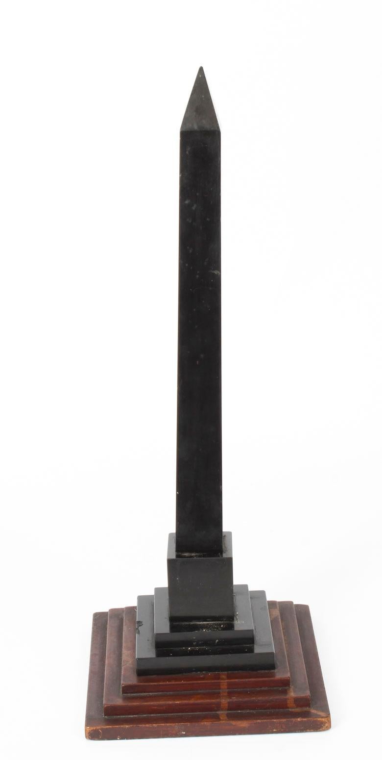 English Antique Victorian Ashford Pietra Dura Marble Obelisk, 19th Century For Sale