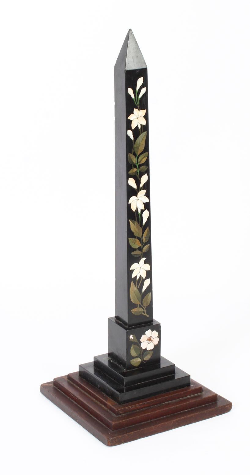 Antique Victorian Ashford Pietra Dura Marble Obelisk, 19th Century For Sale 2