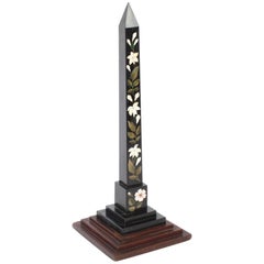 Antique Victorian Ashford Pietra Dura Marble Obelisk, 19th Century