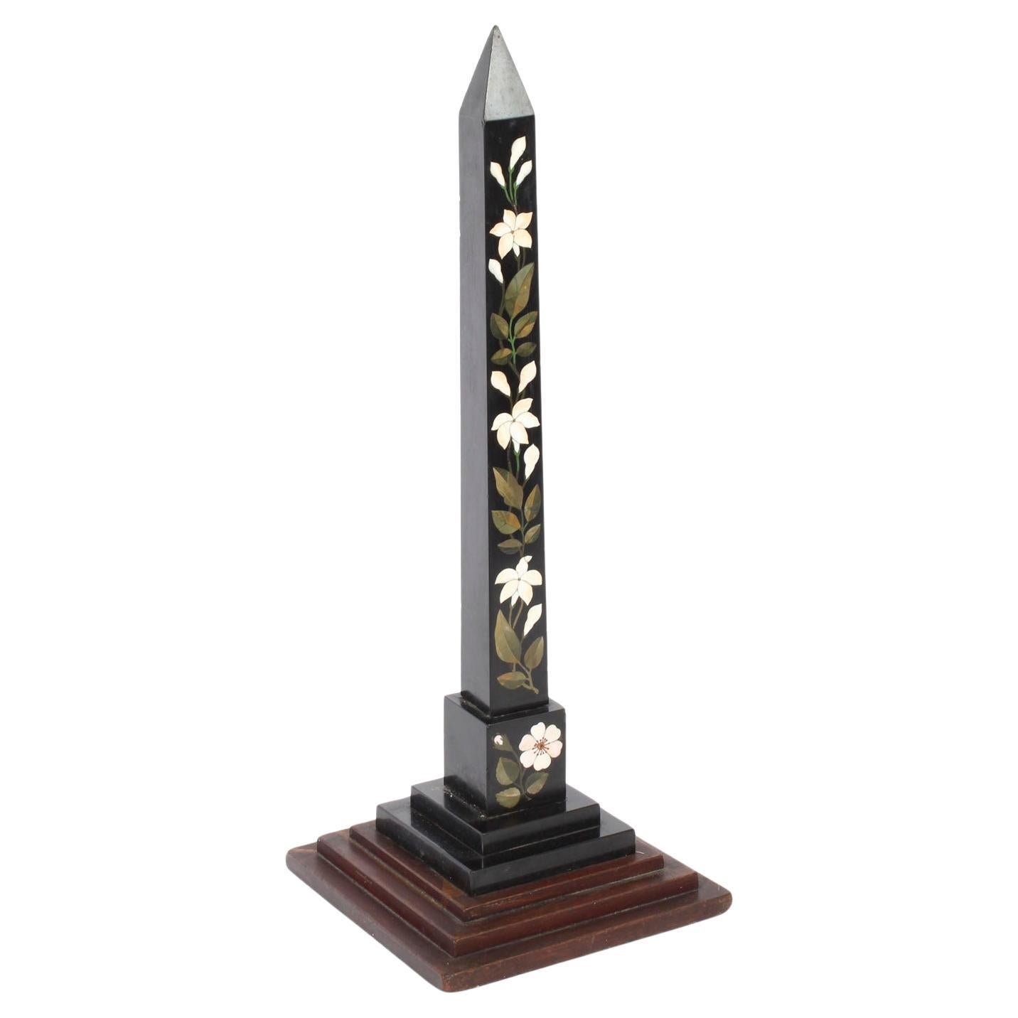 Antiker viktorianischer Ashford Pietra Dura Marmor Obelisk 19.