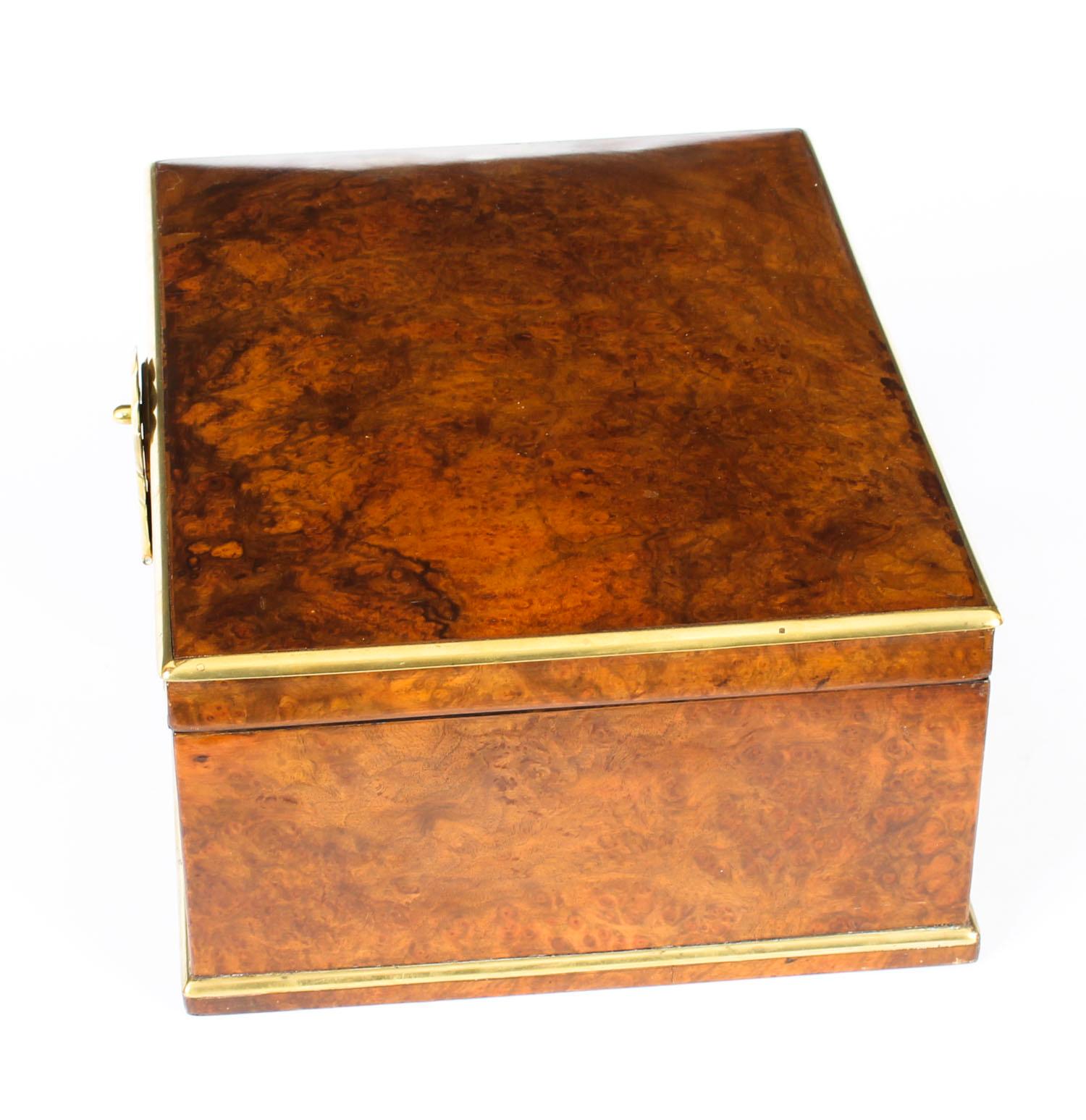 Antique Victorian Aspreys Burr Walnut Casket Jewelry Box, 19th Century 7