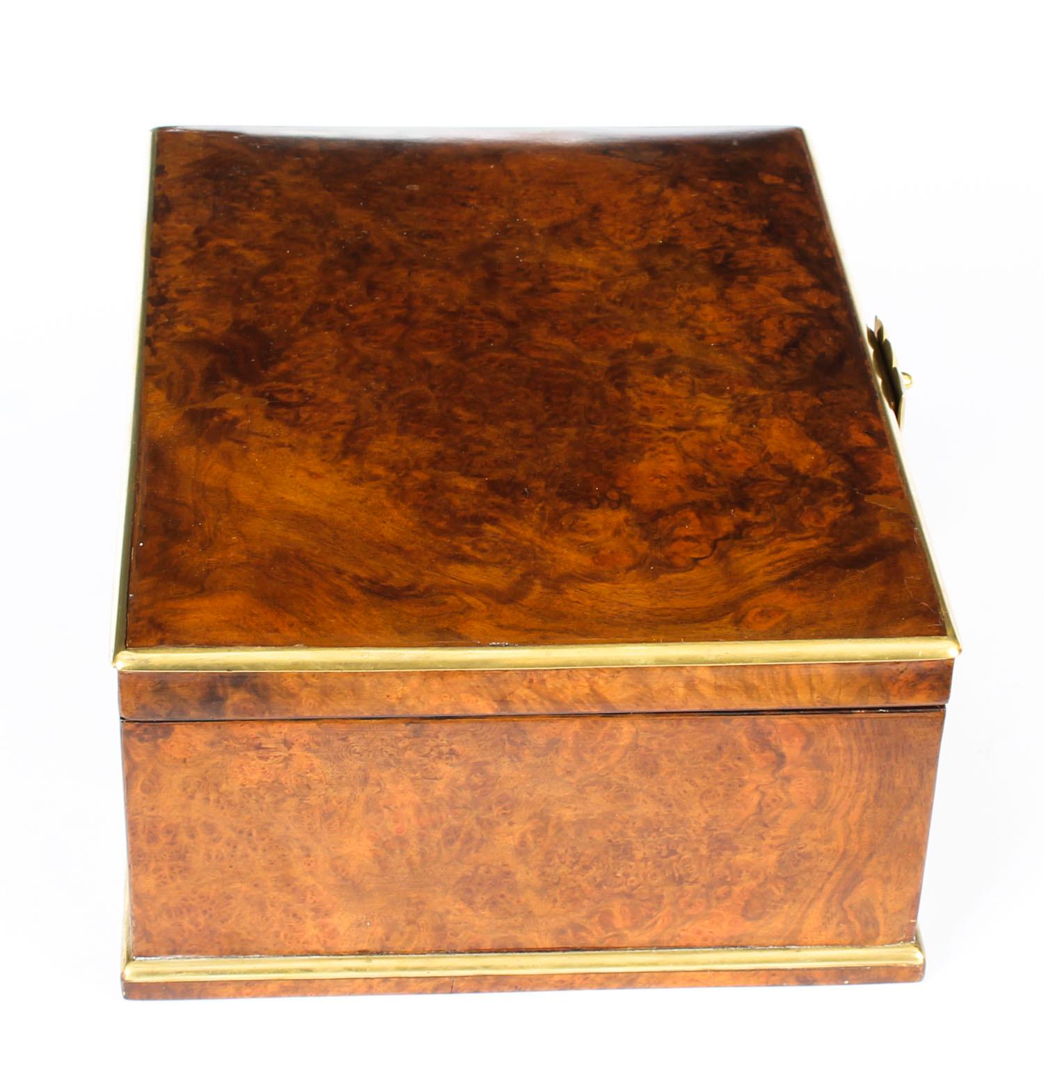 Antique Victorian Aspreys Burr Walnut Casket Jewelry Box, 19th Century 9