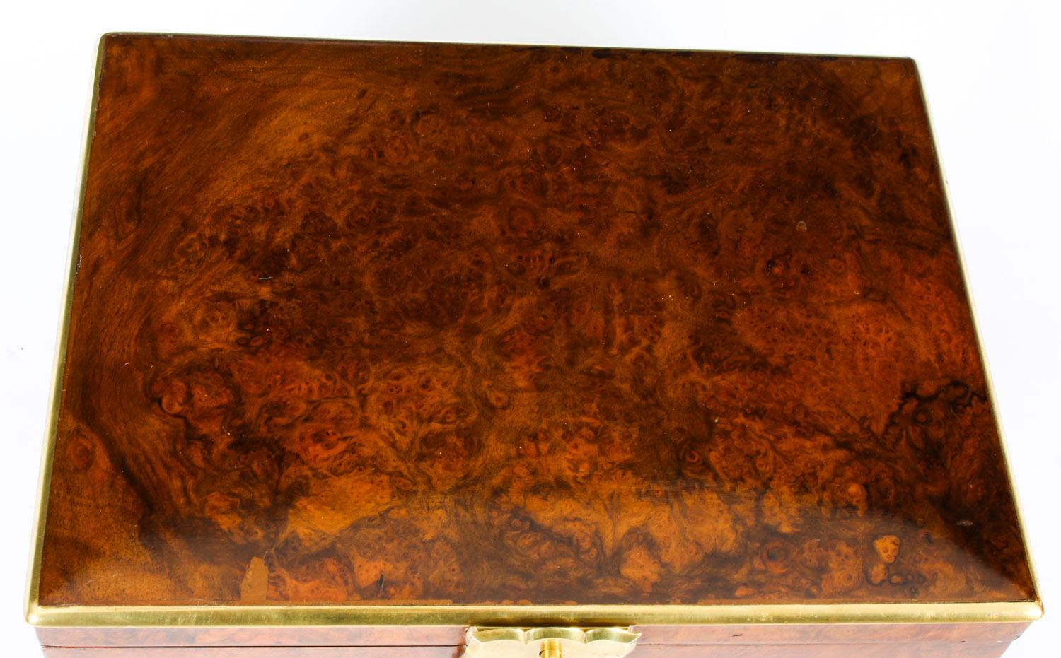 Antique Victorian Aspreys Burr Walnut Casket Jewelry Box, 19th Century 10