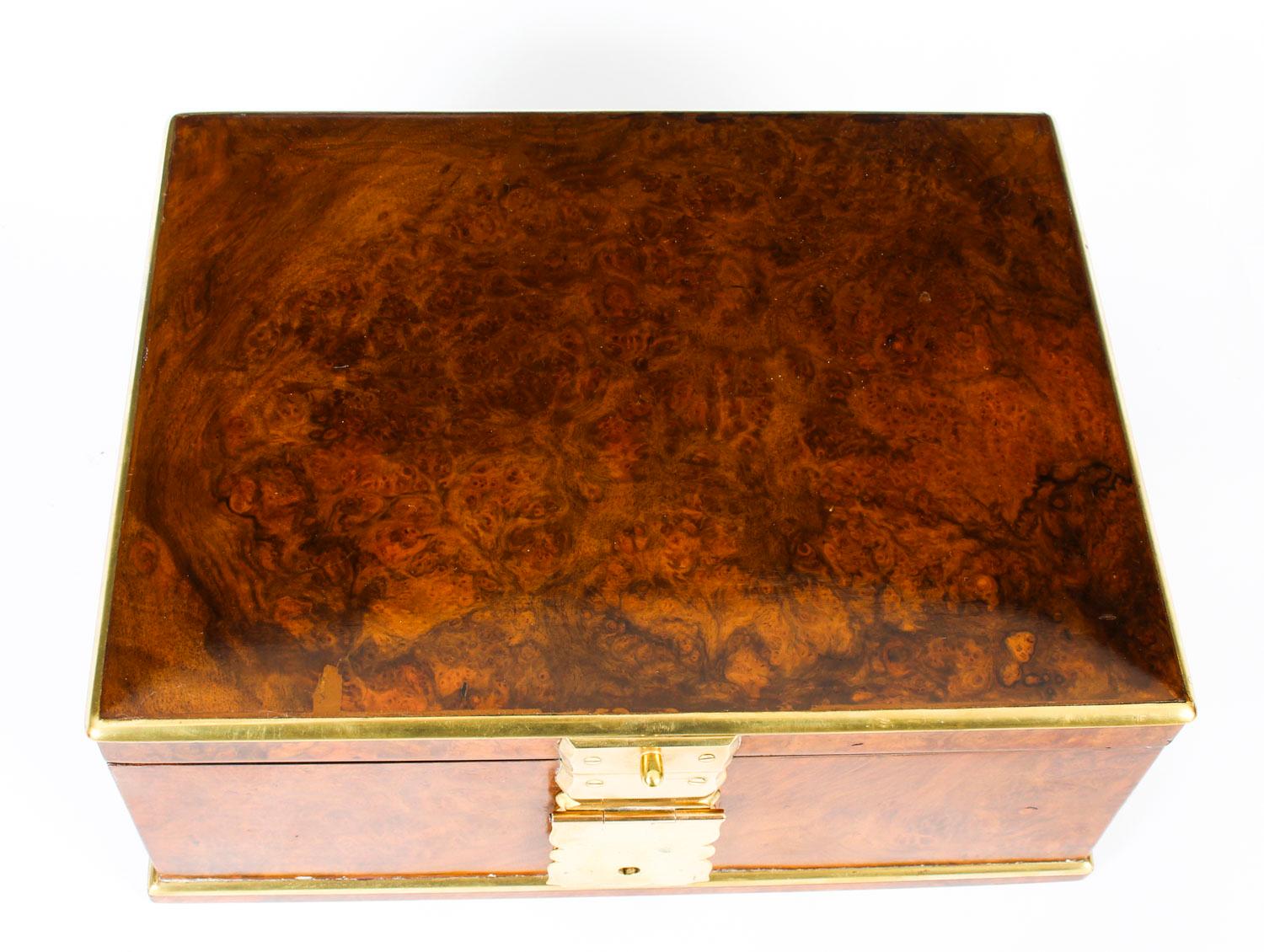 Antique Victorian Aspreys Burr Walnut Casket Jewelry Box, 19th Century 11